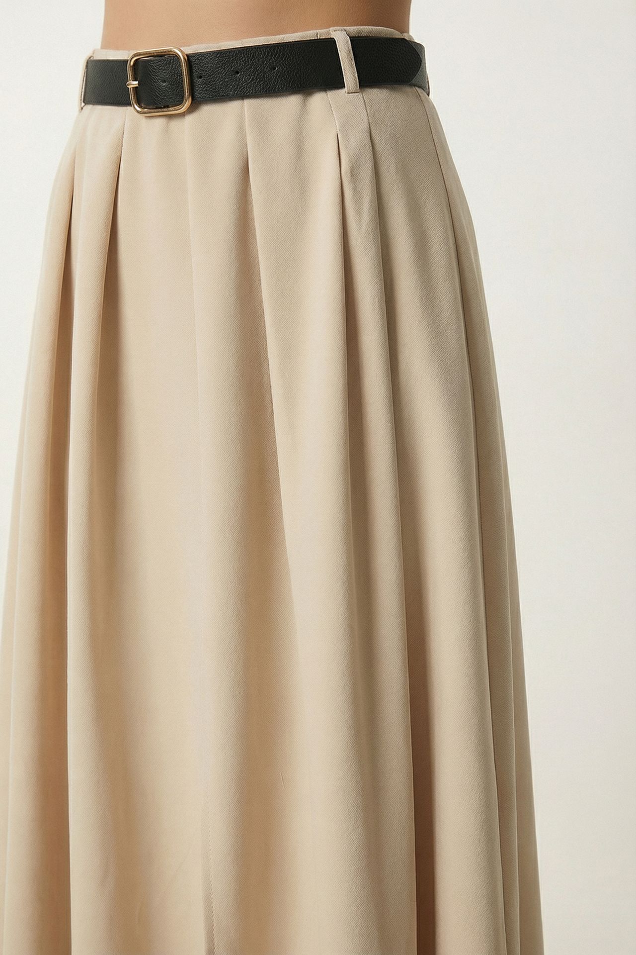 ISTANBUL Belted High Waist Midi Skirt 4