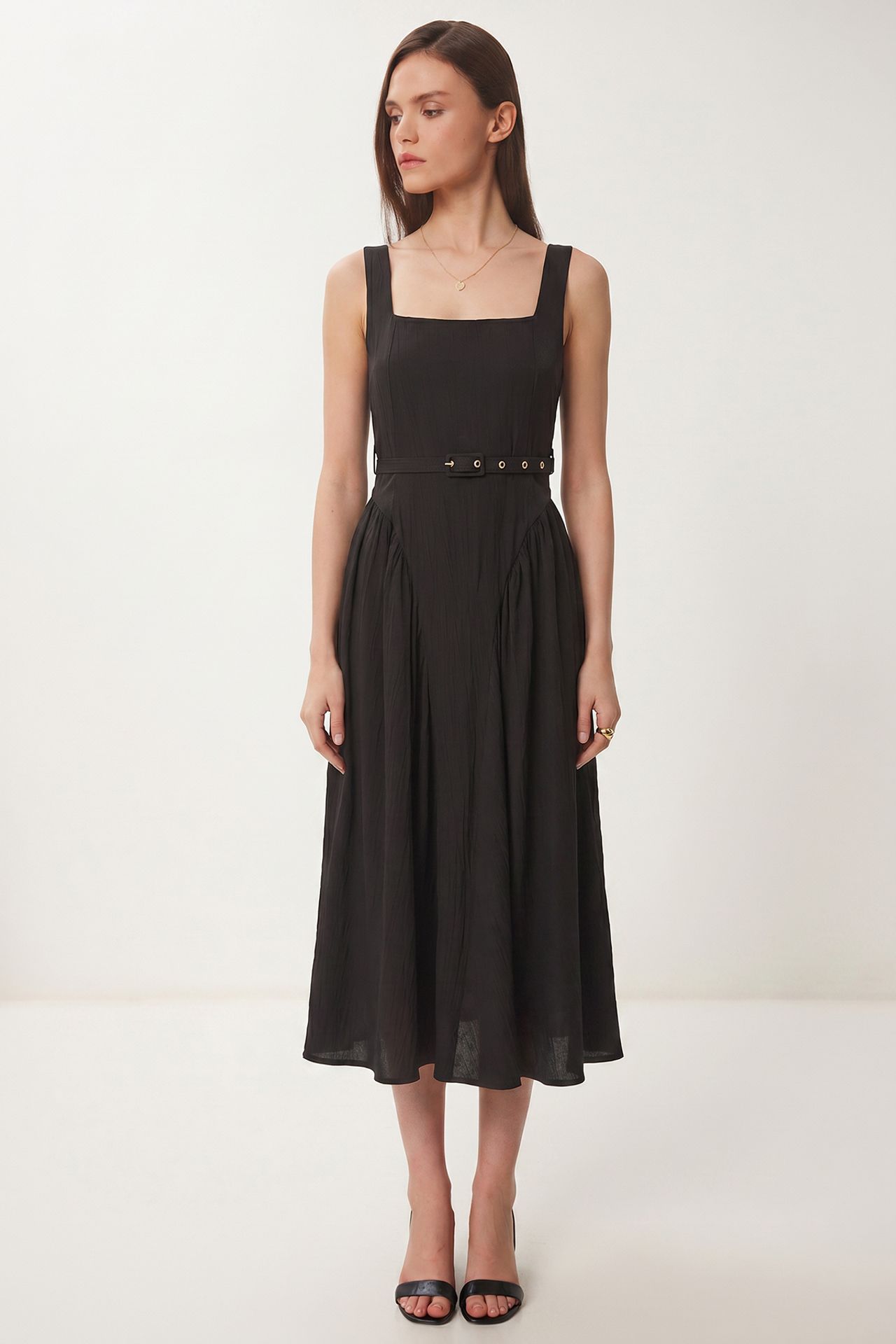 ISTANBUL Belted Sleeveless Midi Dress 2