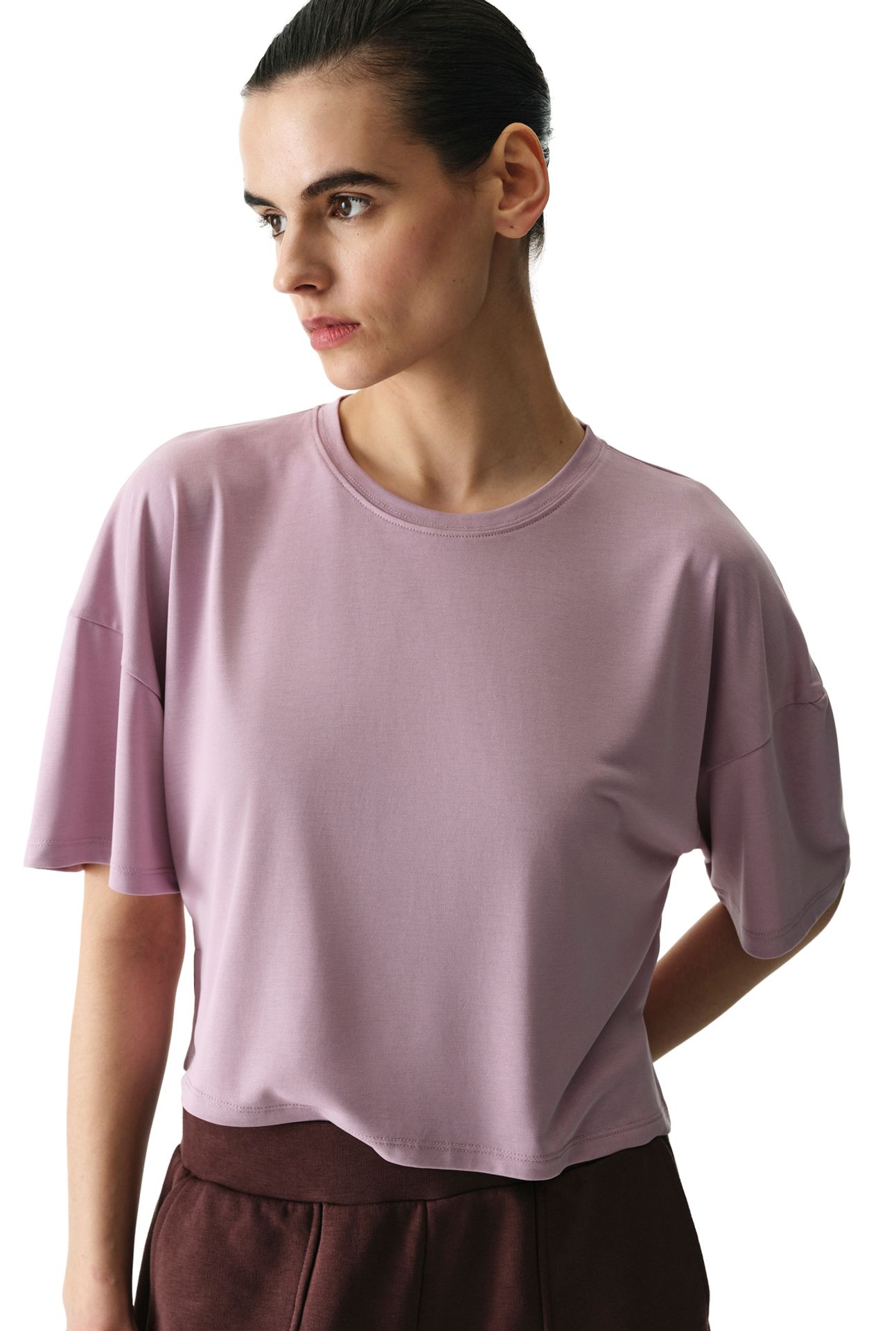 PENTI Modal Crop T-shirt With Slit 3