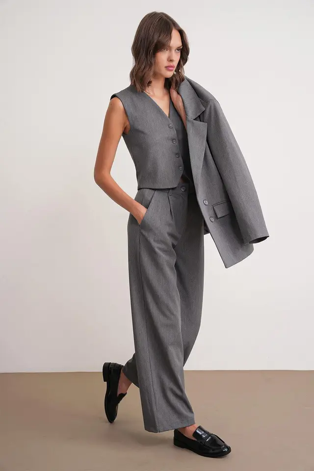 Mixray Pleated Palazzo Pants with Pockets