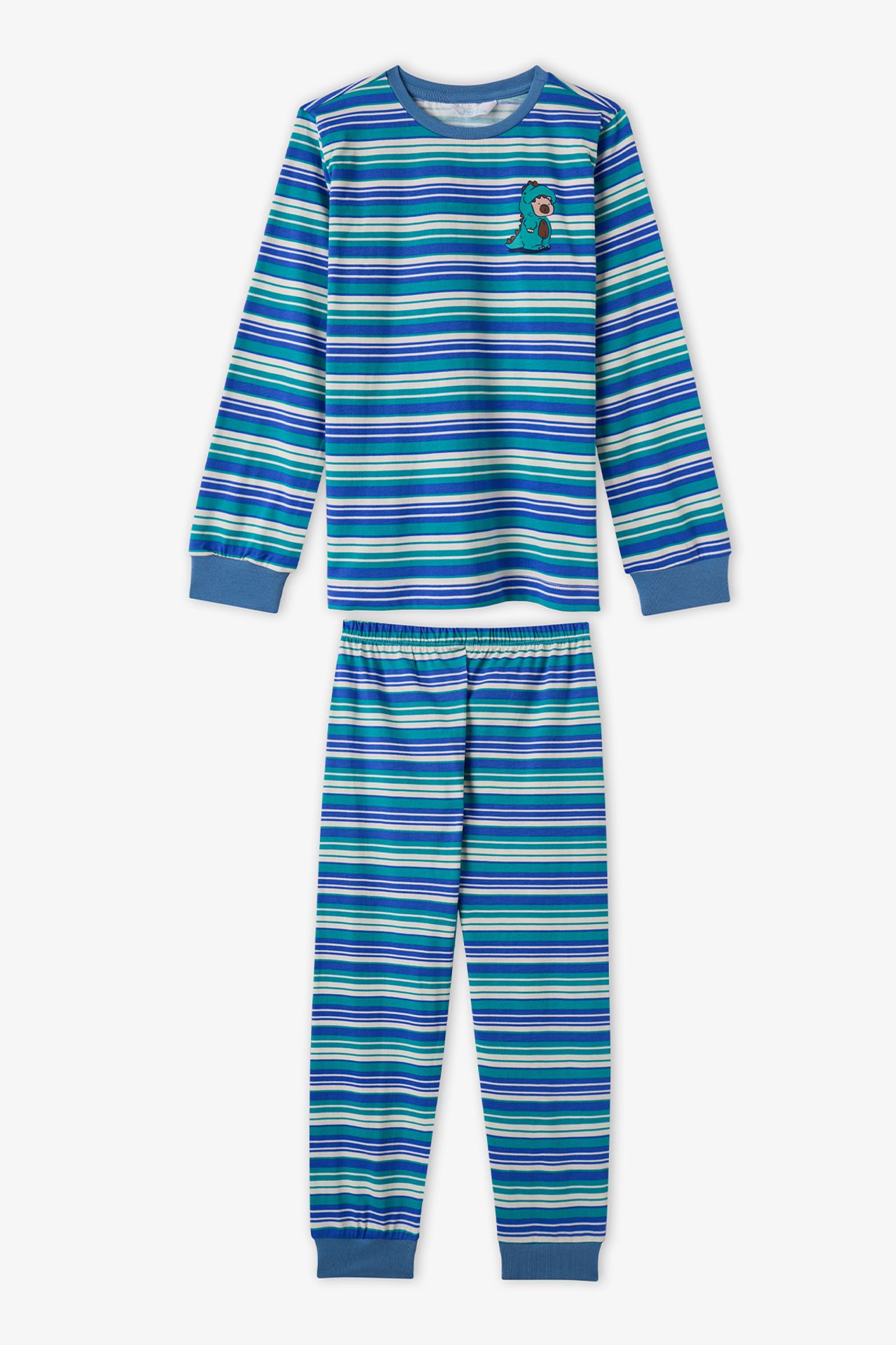 PENTI Boys' Striped Lovers Cotton Long Sleeve Pajama Set 2