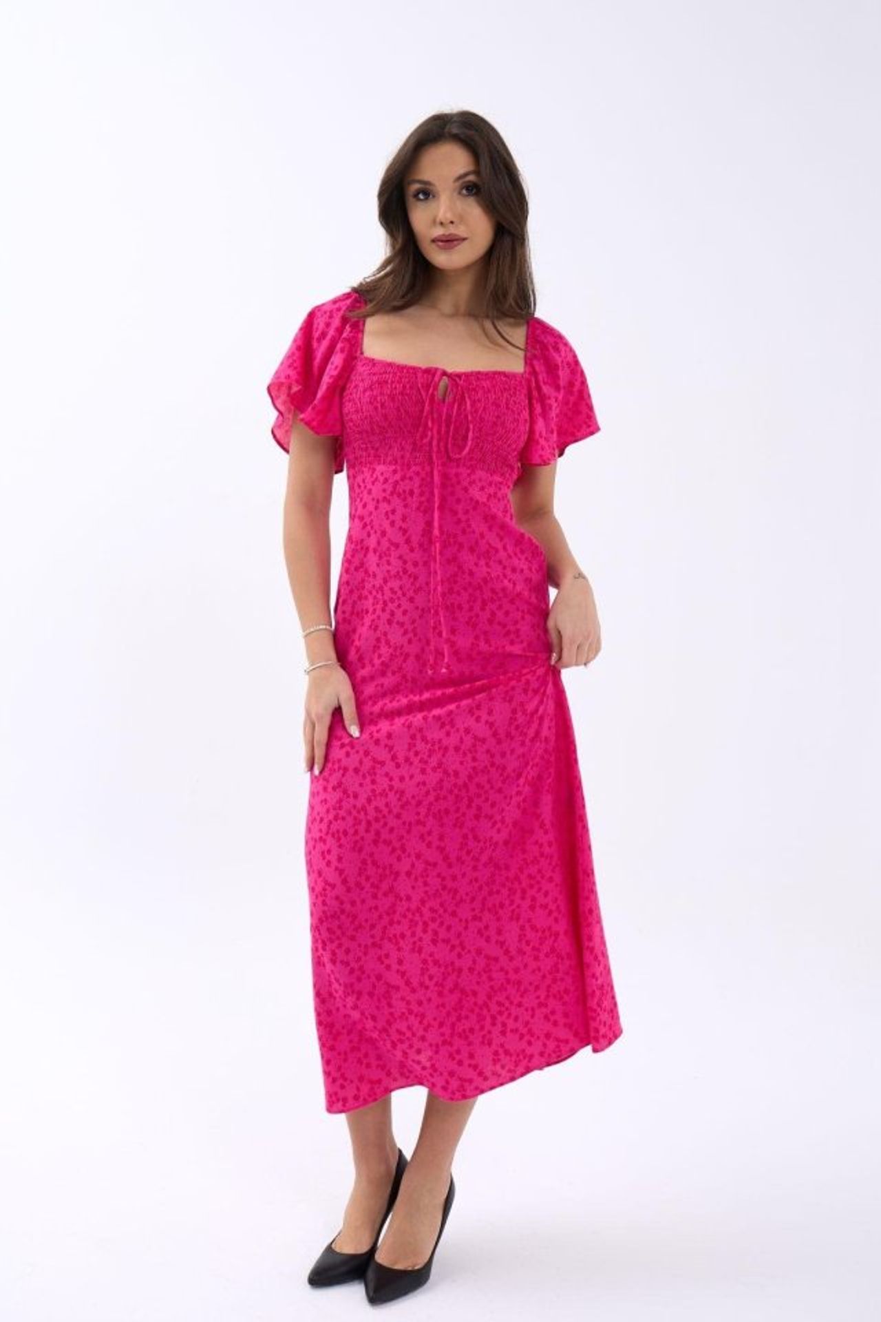 JANES Printed Midi Dress with Tie Detail 2