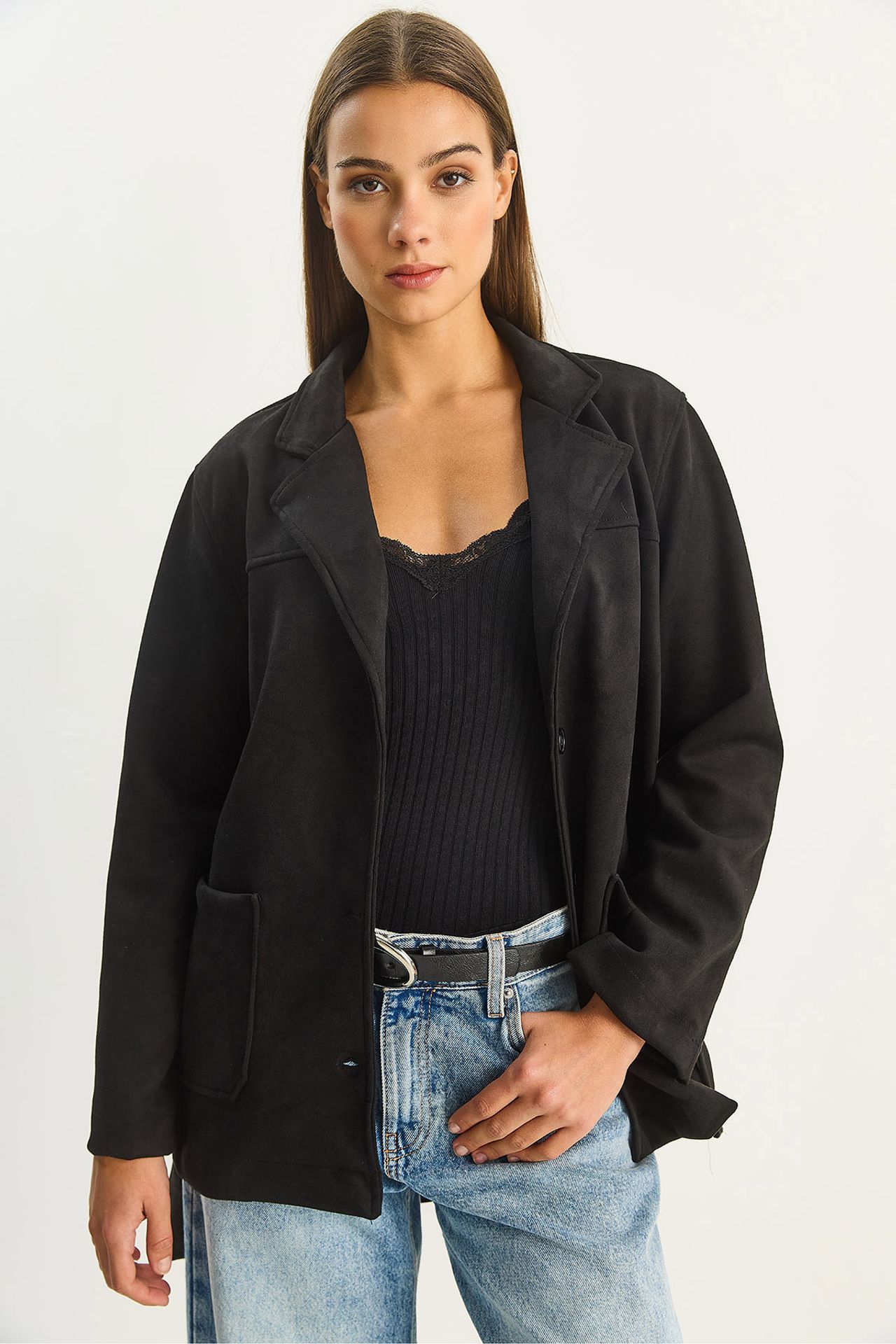 LUCCI Faux Suede Button-Up Jacket 4