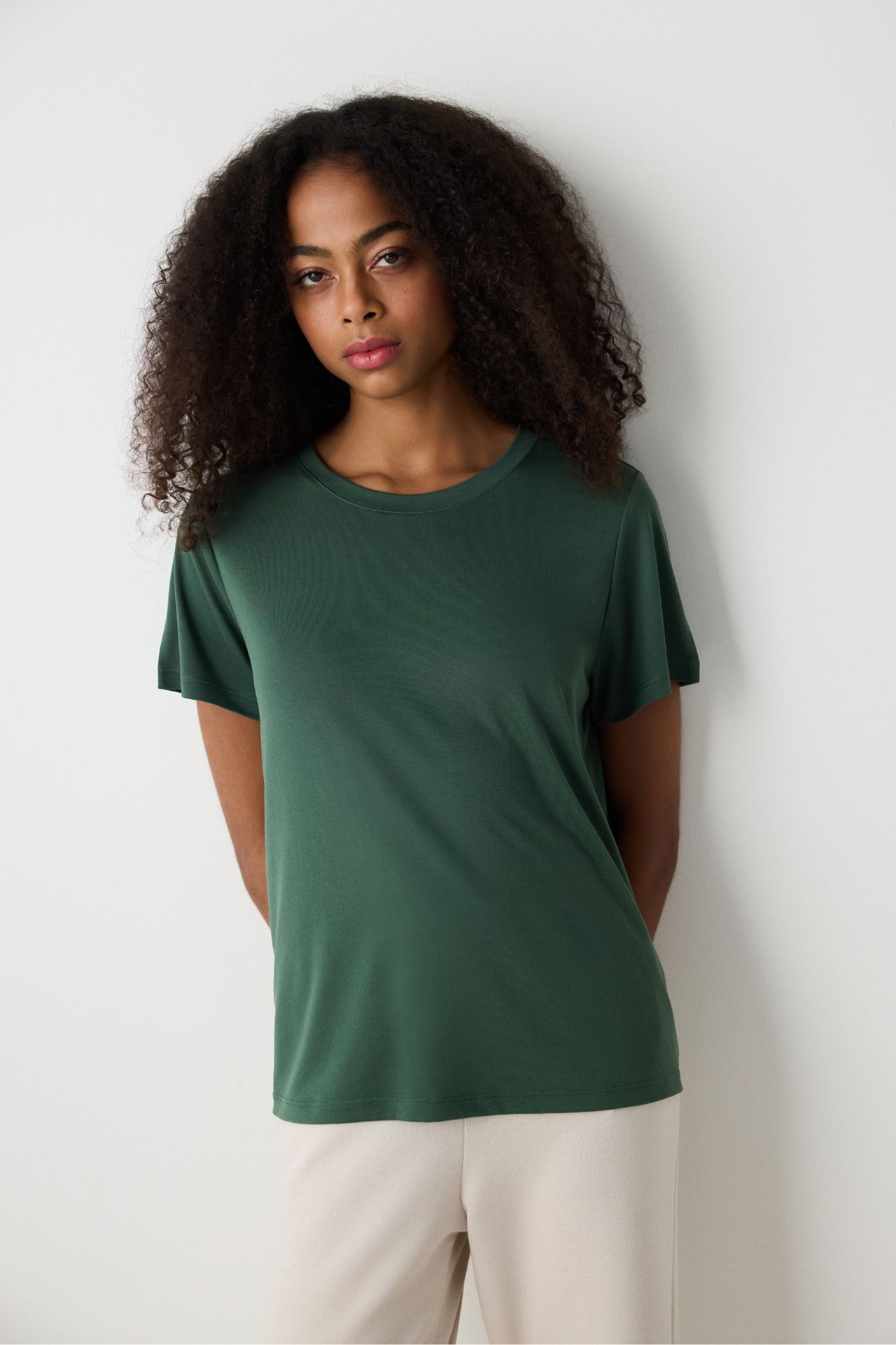 PENTI Crew Neck Regular Fit Modal T-Shirt 2