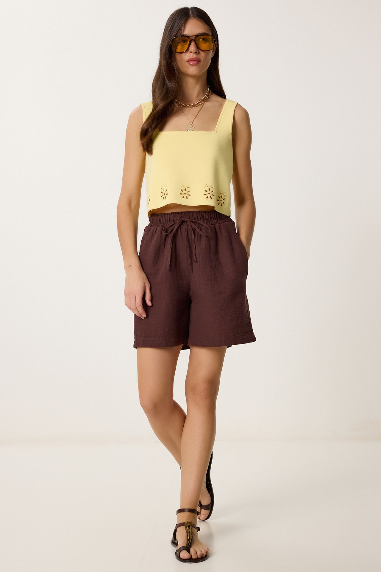 ISTANBUL High Waist Wide Leg Cotton Shorts 1