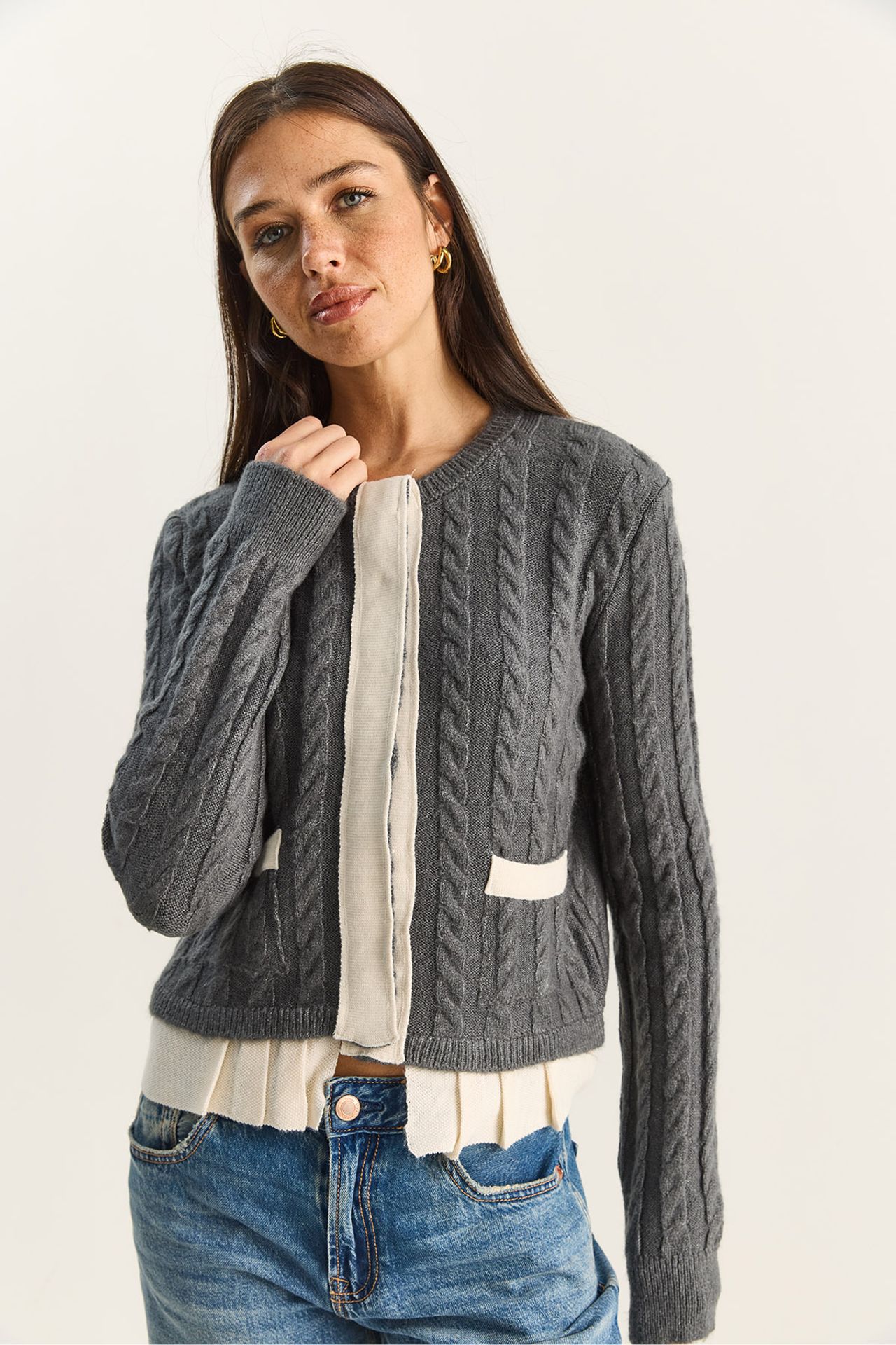 LUCCI Hair Beard Patterned Knit Cardigan 5