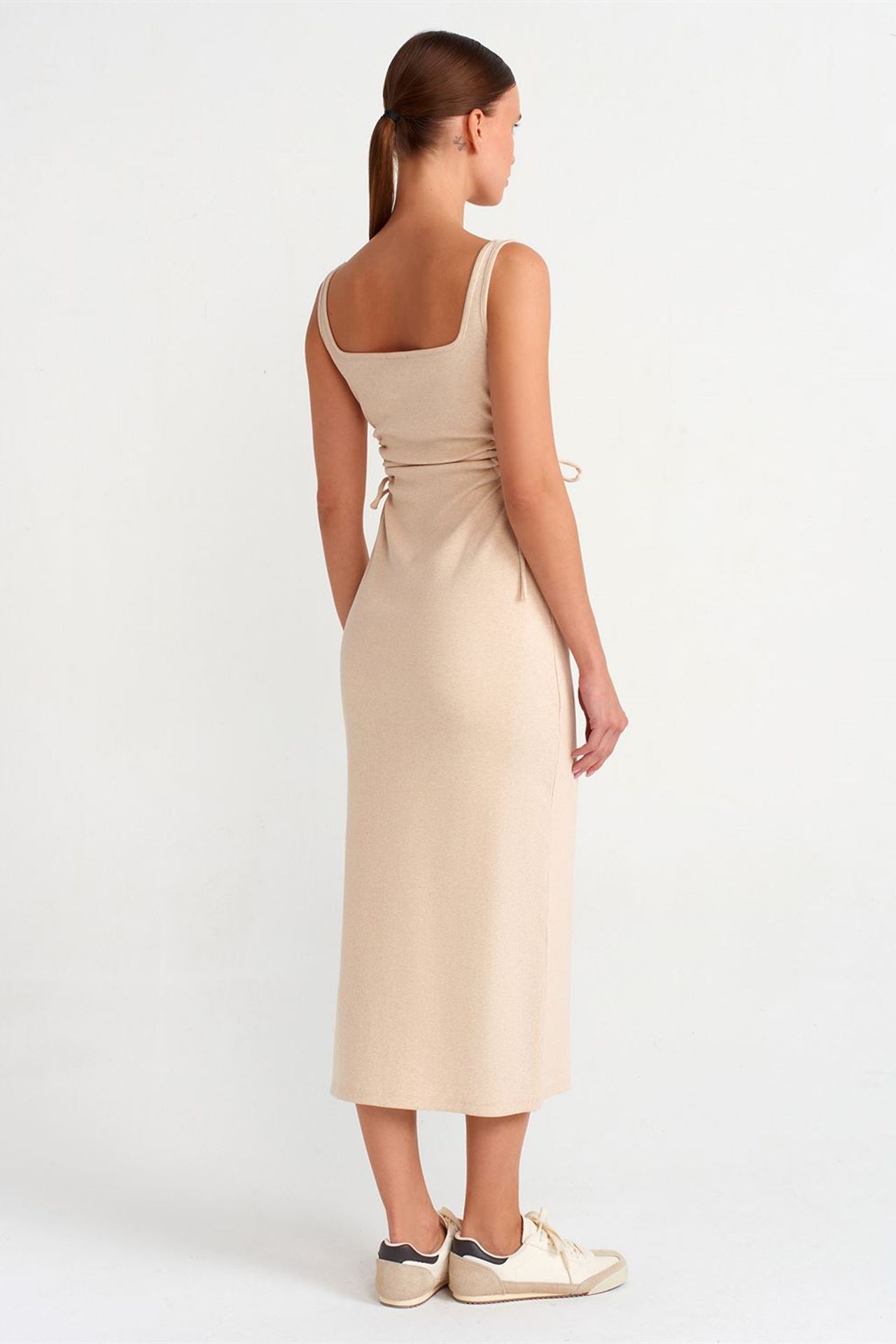 DILVIN Askısız Cut-Out Detaylı Bodycon Midi Elbise 2