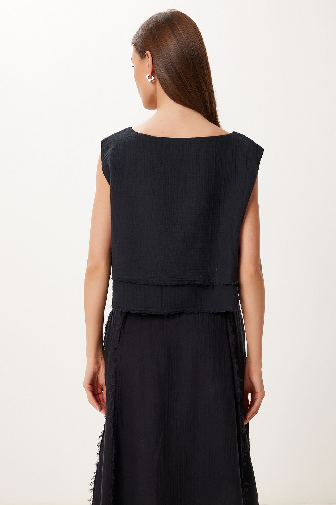 ISTANBUL Cotton Sleeveless Blouse and Wide-Leg Skirt Set 5