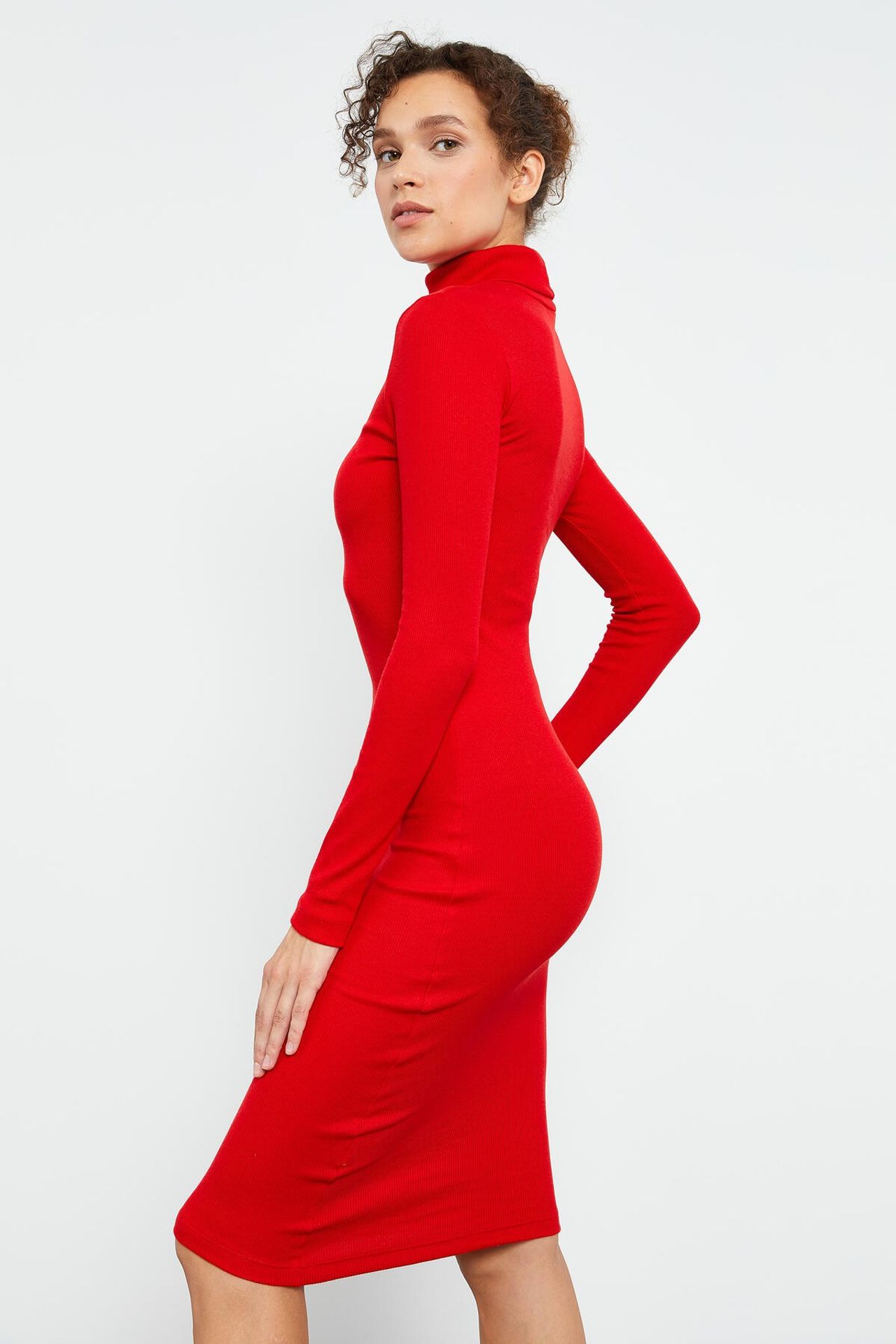 TOMMY Ribbed Turtleneck Midi Dress 5