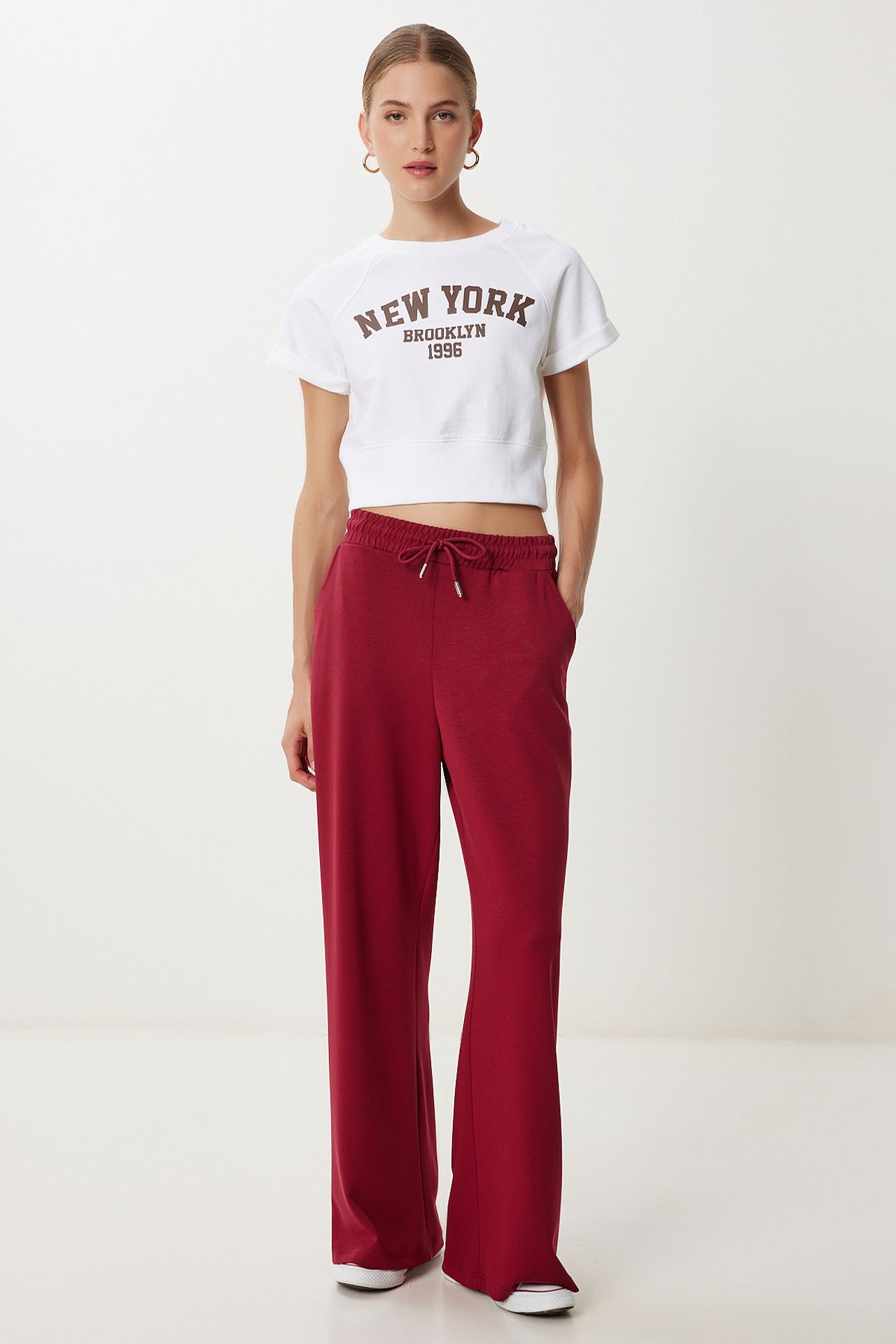 ISTANBUL Wide Leg Drawstring Waist Sweatpants 1