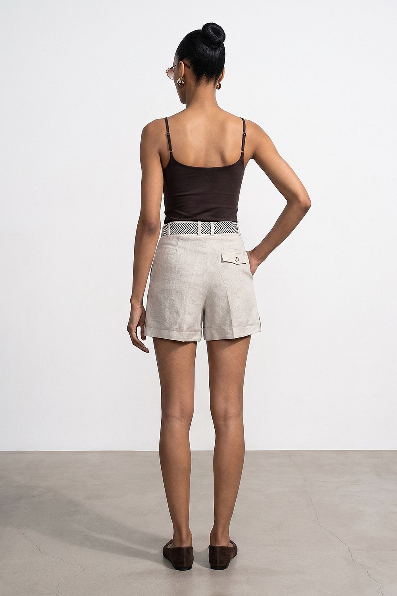 DILVIN Women's Linen High-Waist Tailored Shorts 2