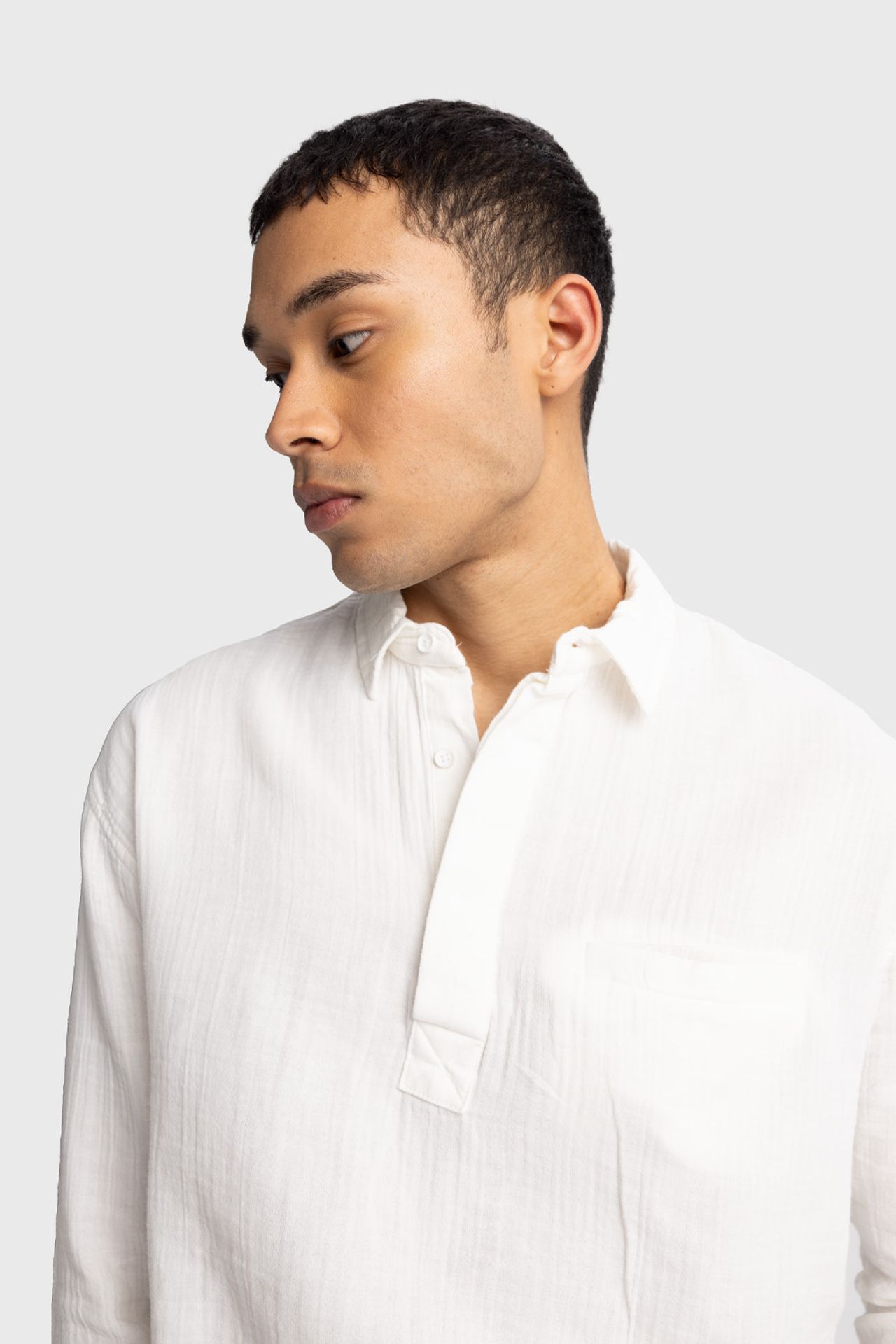 GIESTO Men's Relaxed Cotton Long-Sleeve Shirt with Tie Detail 2