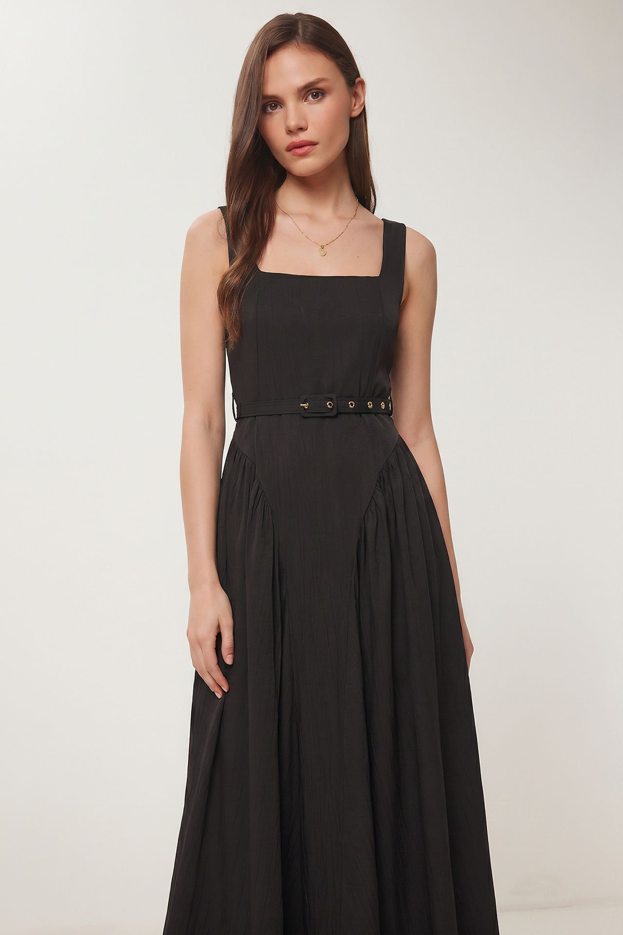 ISTANBUL Belted Sleeveless Midi Dress 3