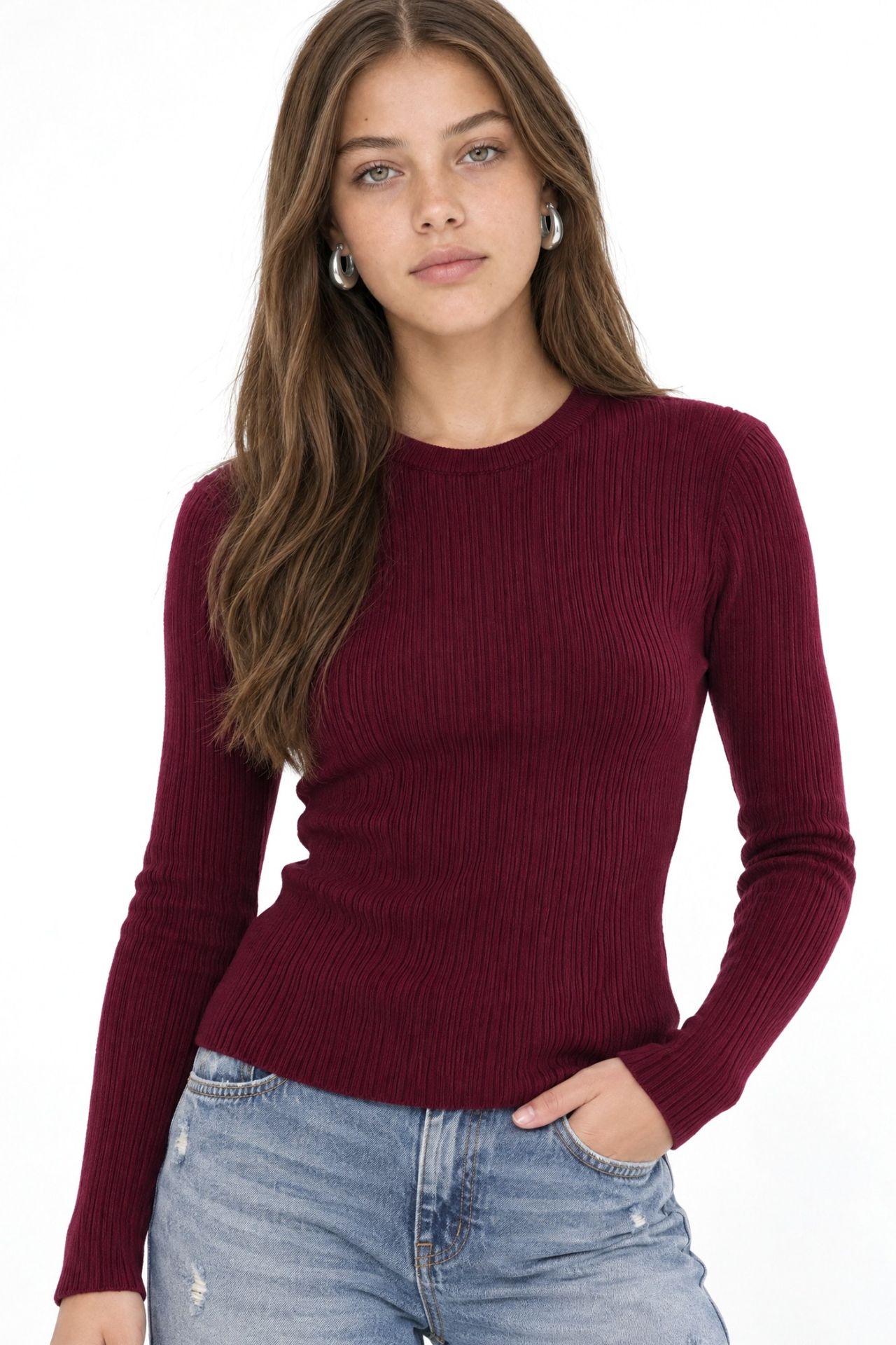 Mixray Soft Textured Ribbed Fitted Top 3