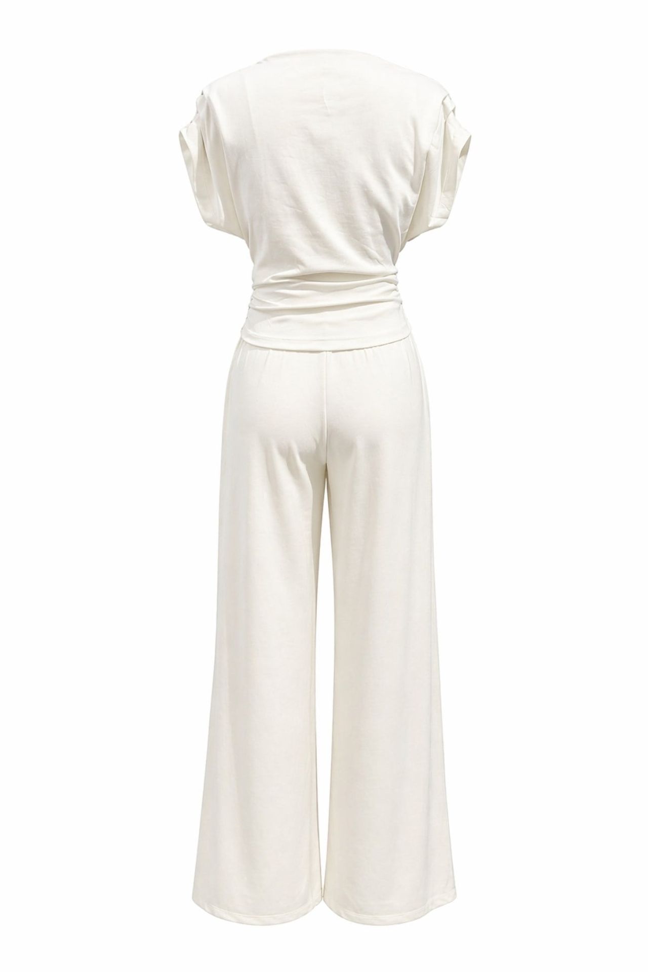 MIXRAY High Waist Wide Leg Knit Co-Ord Set with Boat Neck 4