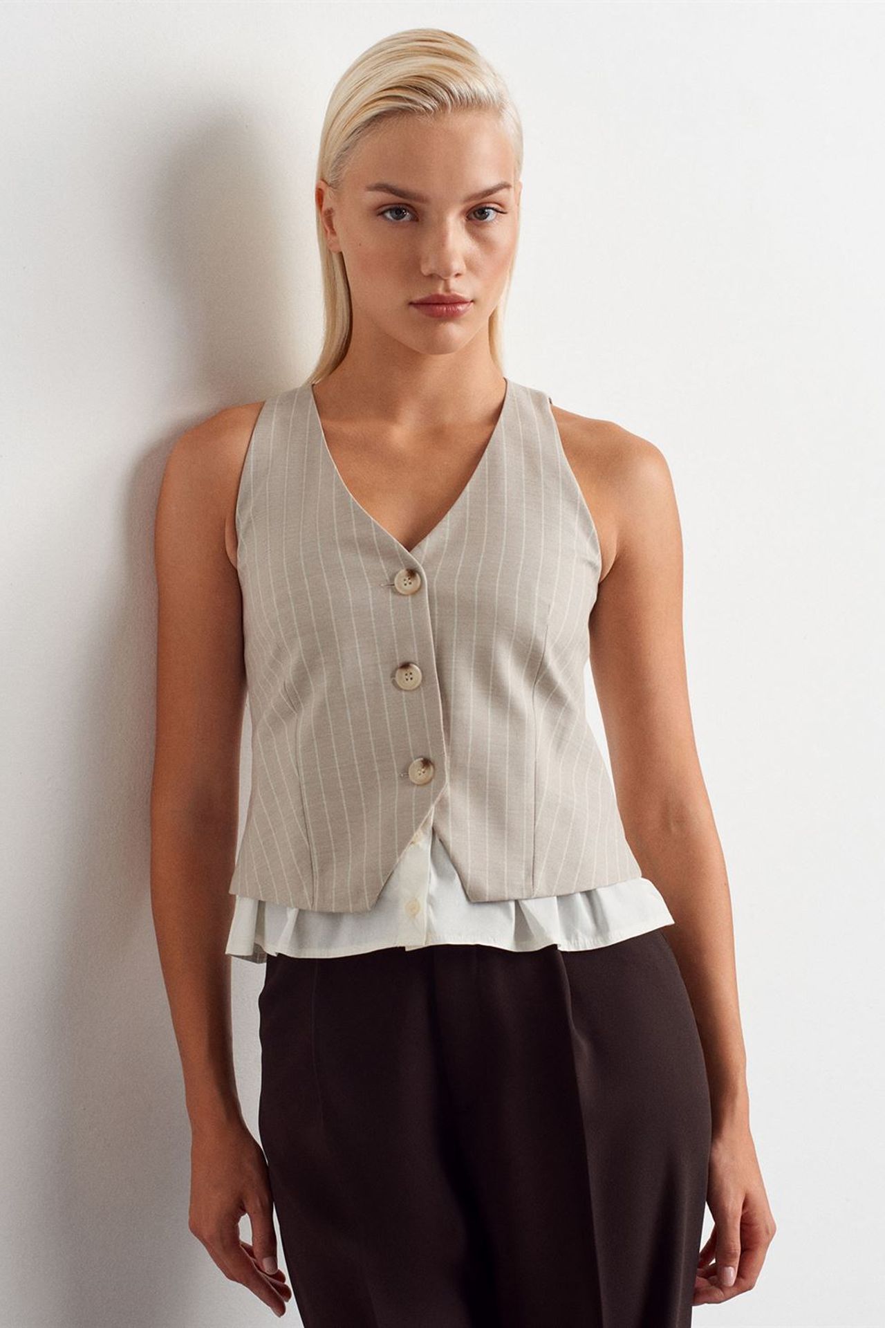 DILVIN Striped Crop Waistcoat 3