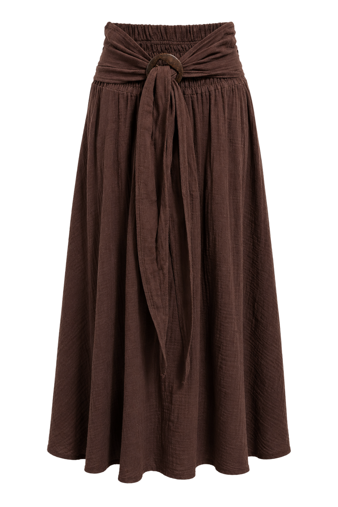 MIXRAY High-Waist Belted A-Line Maxi Skirt 1
