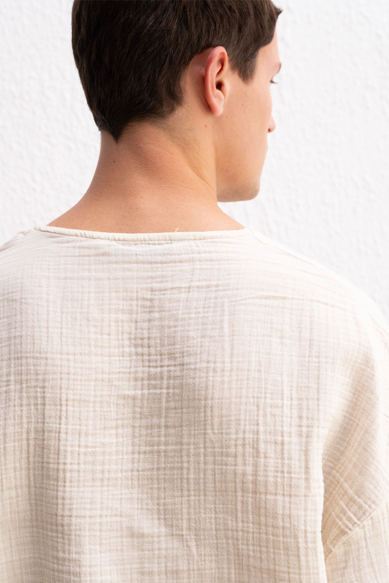 GIESTO Muslin Crew Neck Long Sleeve T-Shirt 5