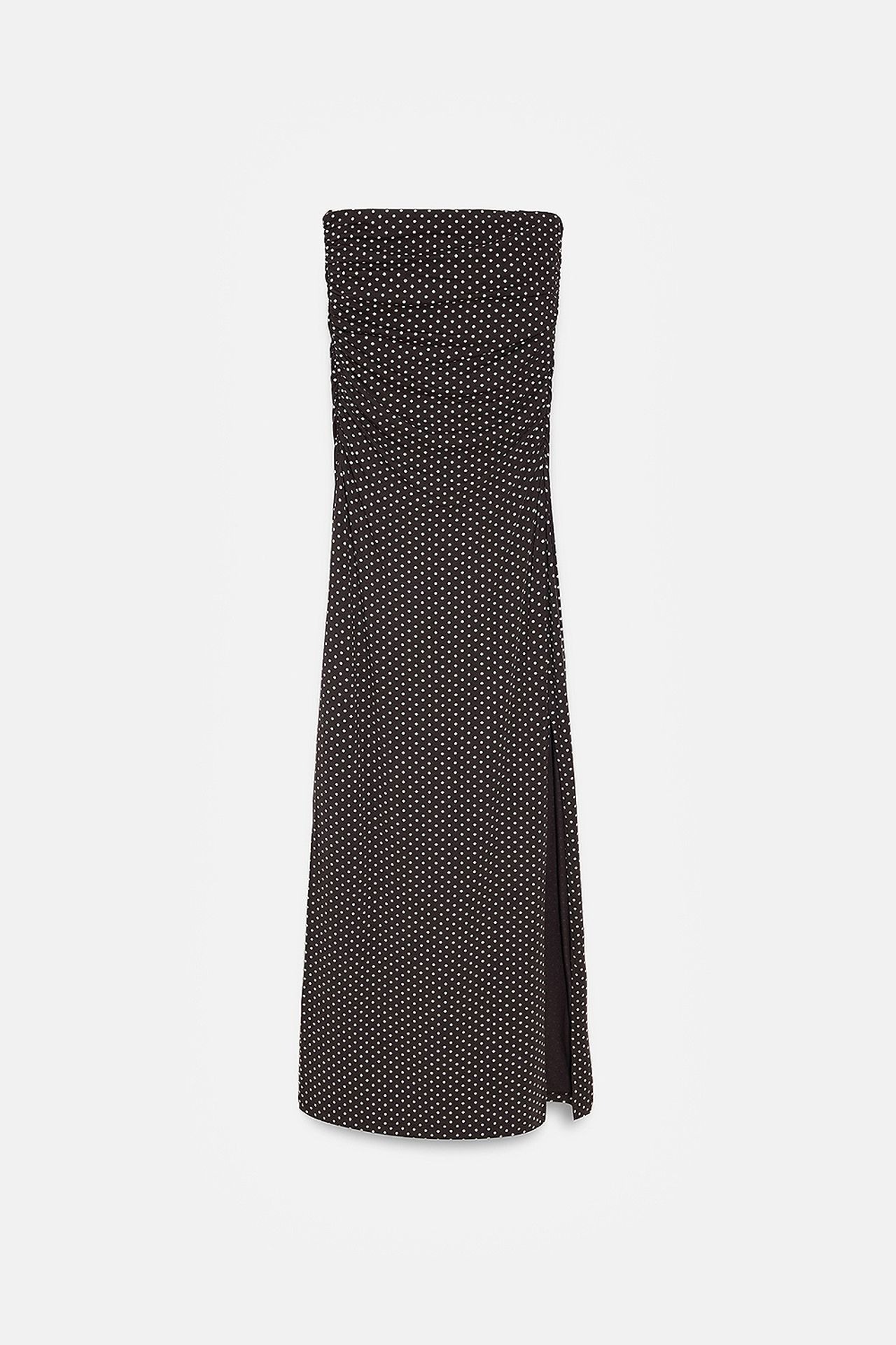 DILVIN Strapless Polka Dot Bodycon Midi Dress 6