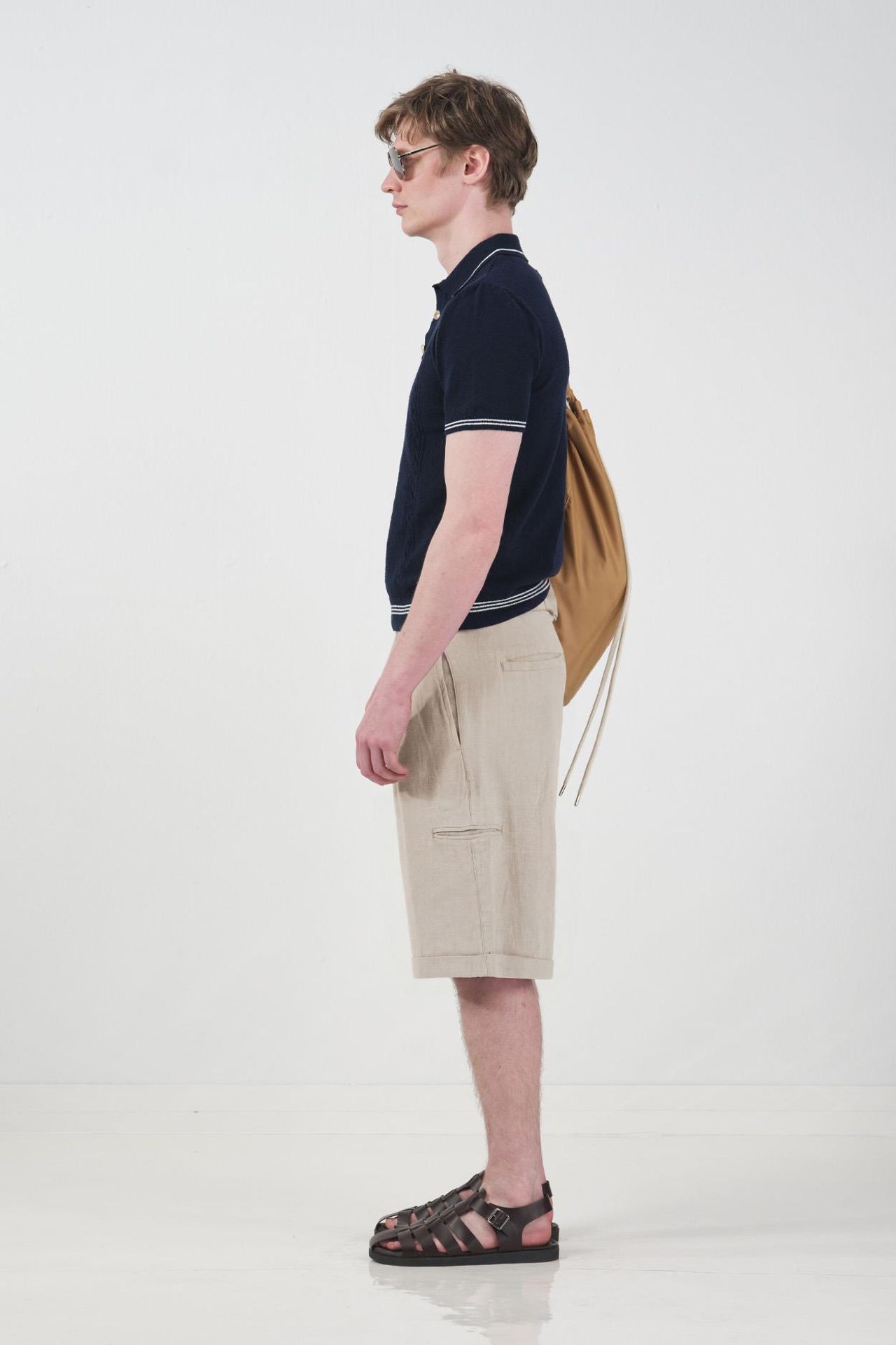 GIESTO Mid Waist Wide Leg Chino Shorts with Pockets 3