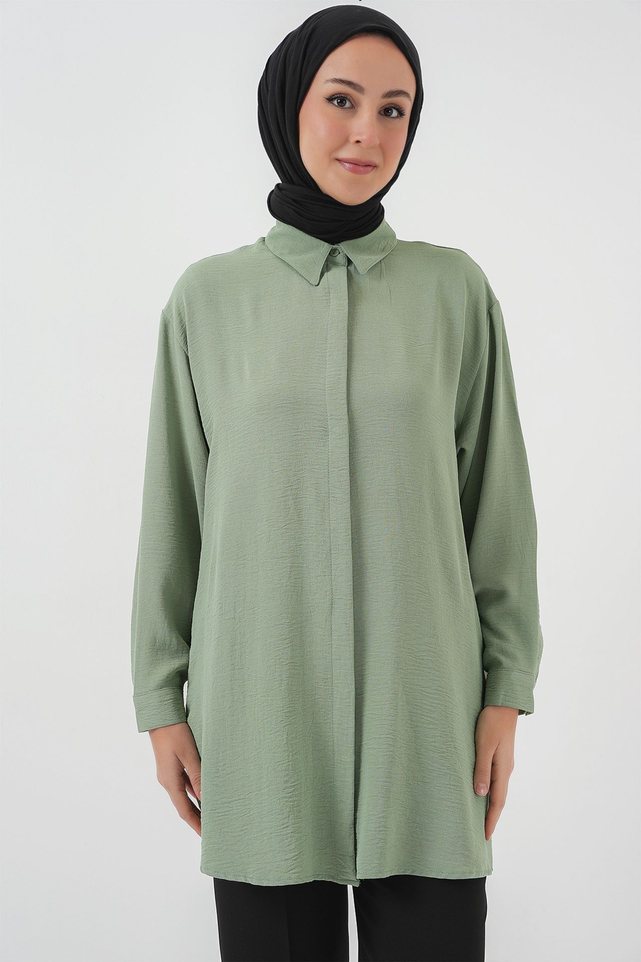 BDART Oversized Long Sleeve Button-Up Blouse with Shirt Collar 3