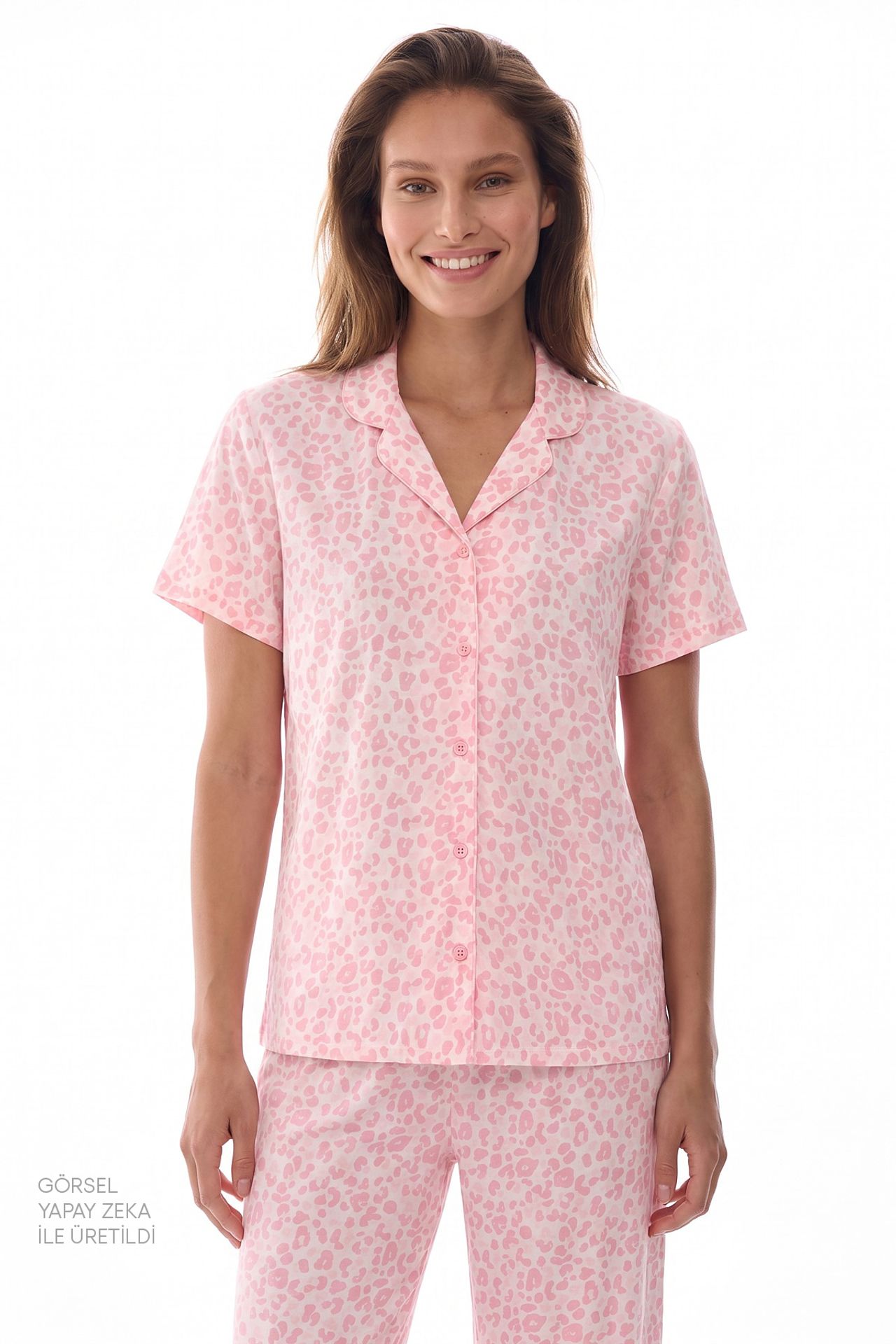 PENTI Leopard Short Sleeve Shirt Pants Pajama Set 2