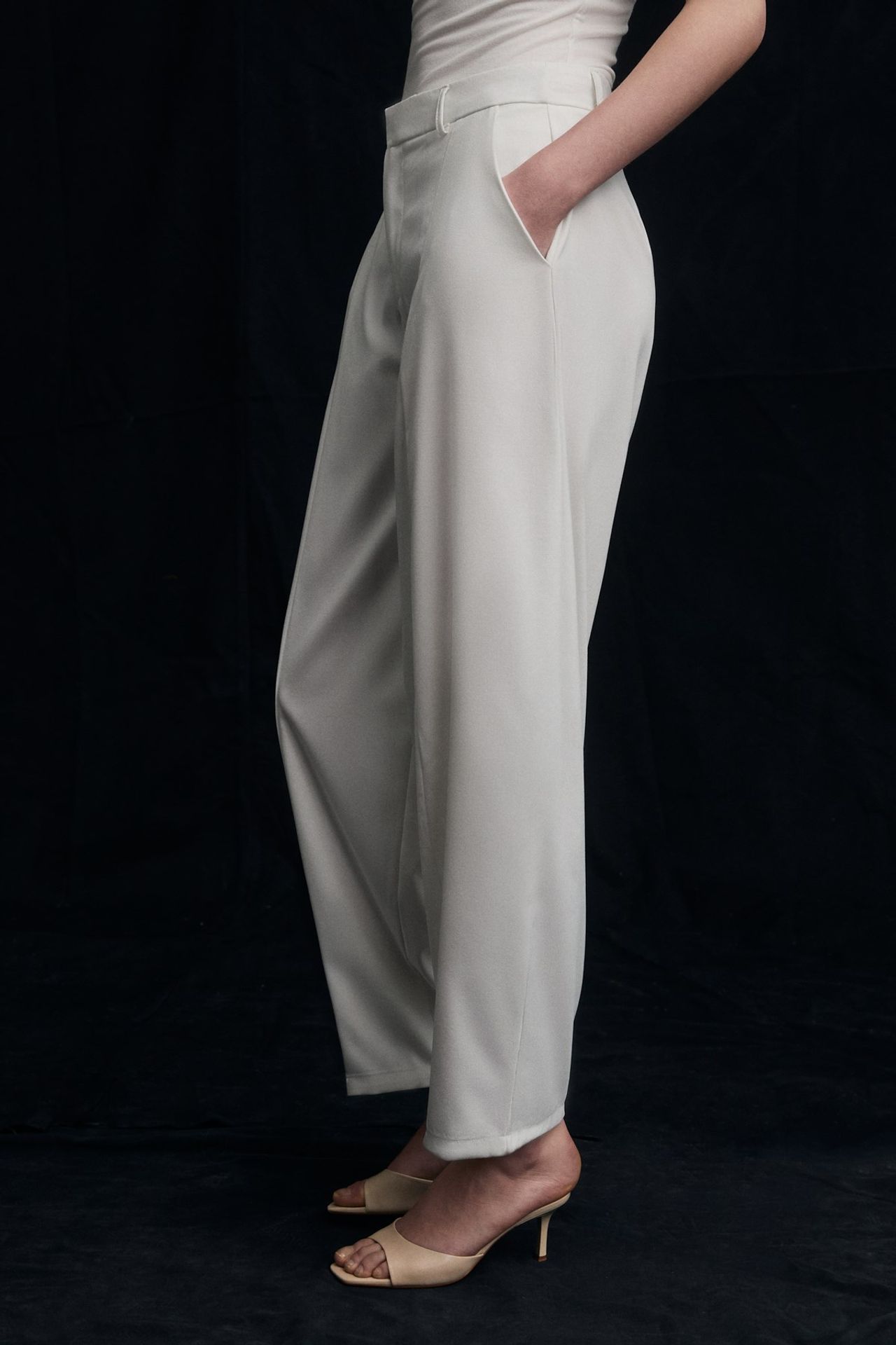 GRIMELANGE High Waist Pleated Wide Leg Trousers 4