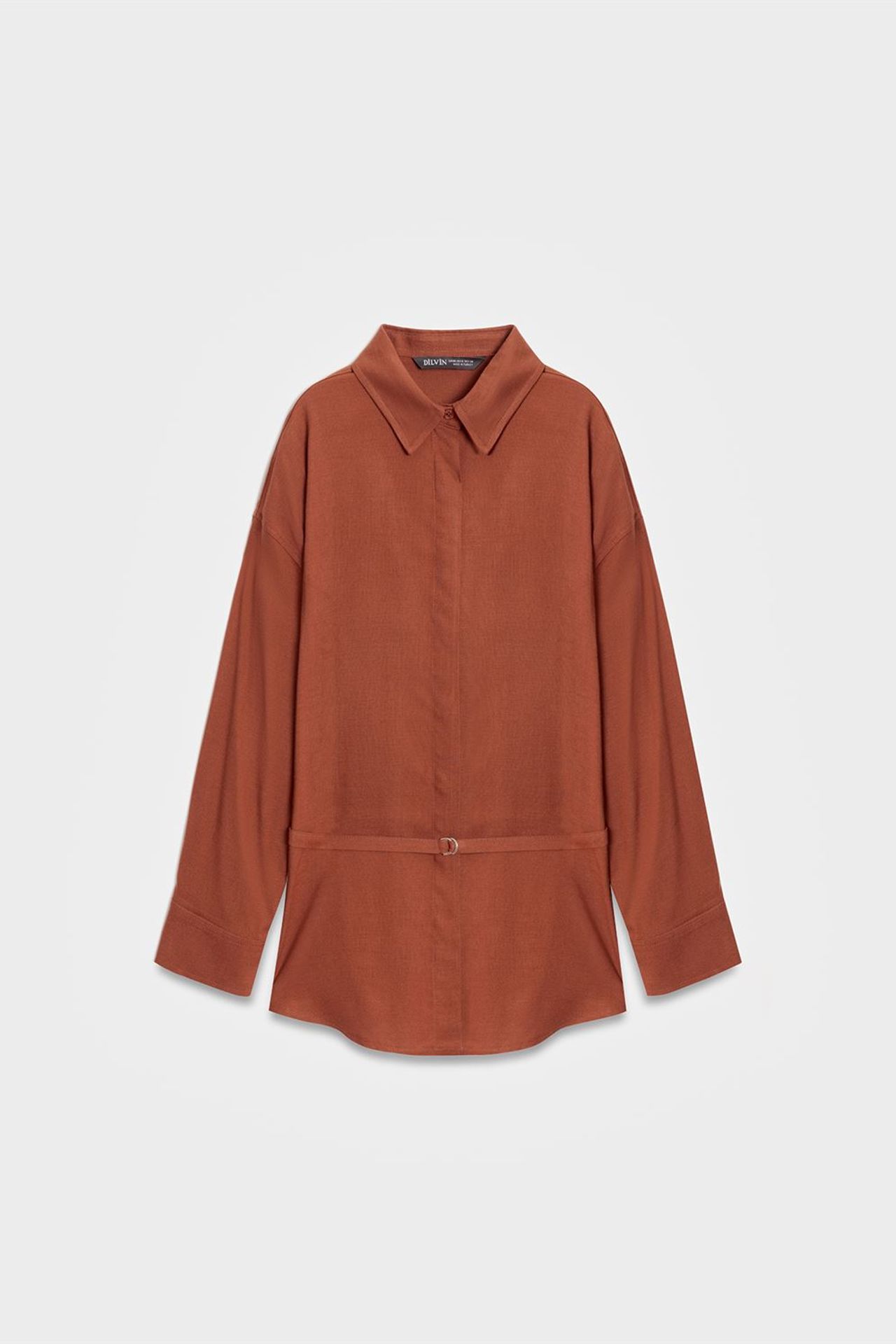 DILVIN Long Belted Woven Shirt 1