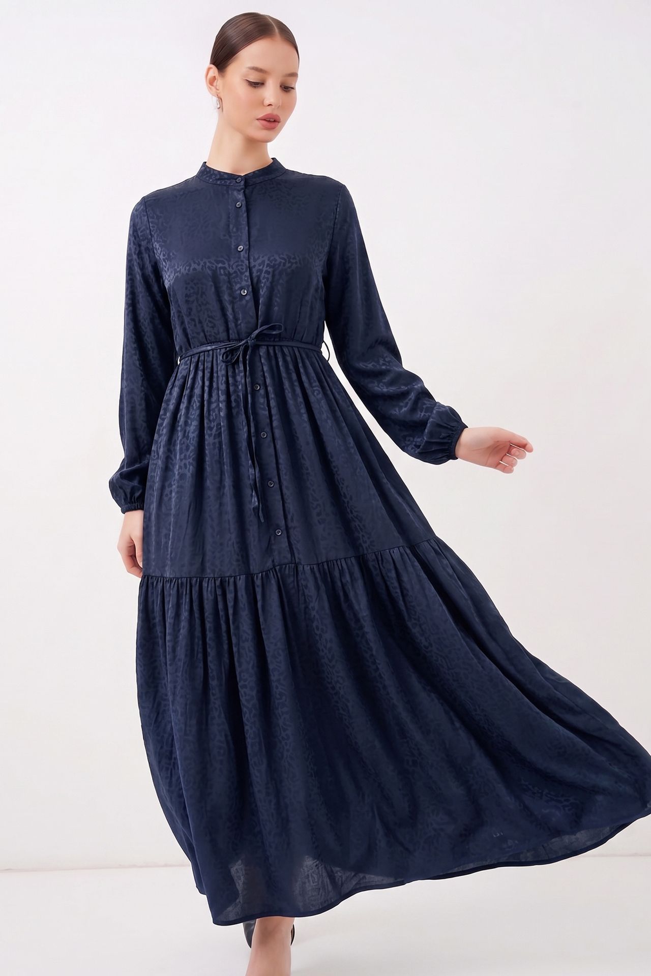 BDART Buttoned Crew Neck Maxi Dress with Waistband
