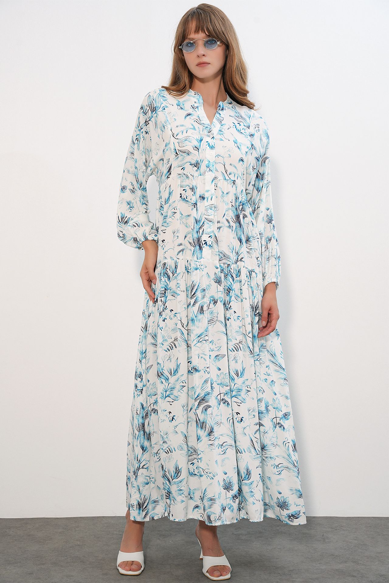 BDART Patterned V-Neck Maxi Dress