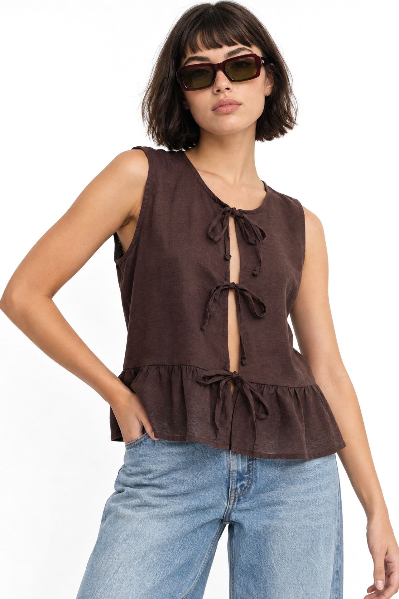 Mixray Frilly Tie Front Blouse 1