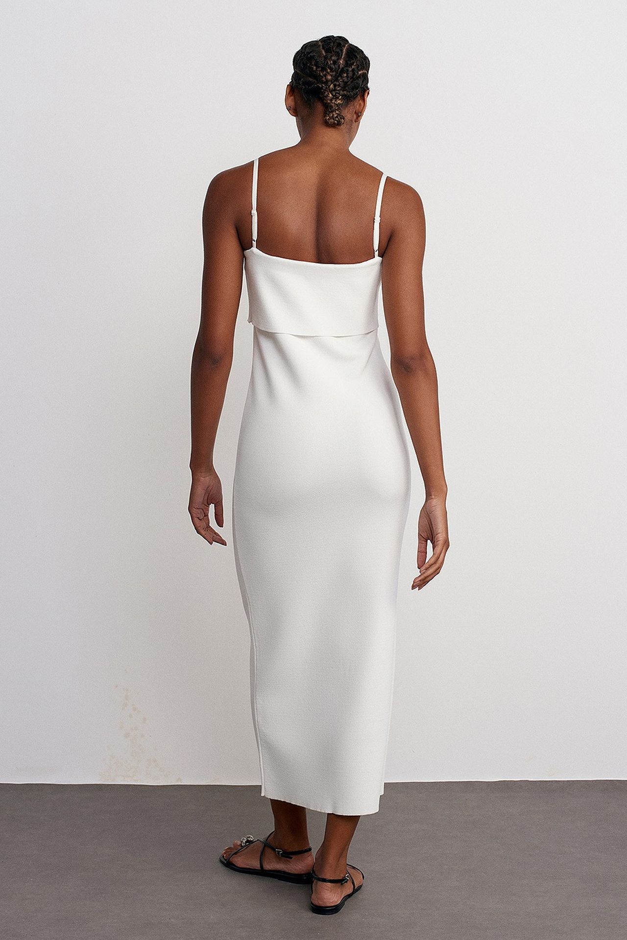 DILVIN Ribbed Bodycon Midi Dress With Square Neck 5