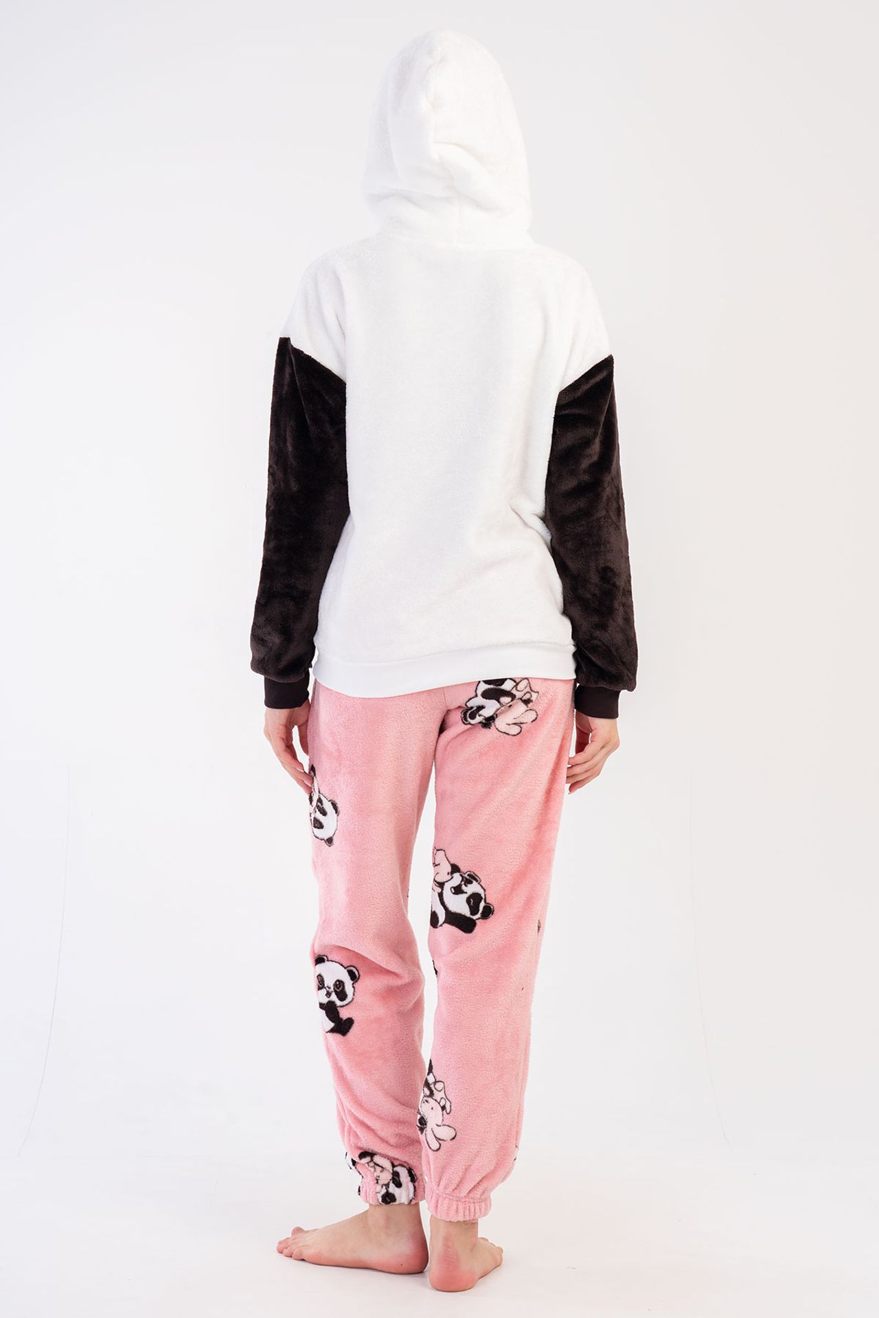 YAKE Kapüşonlu Baskılı 2 Parçalı Pijama Takımı 6