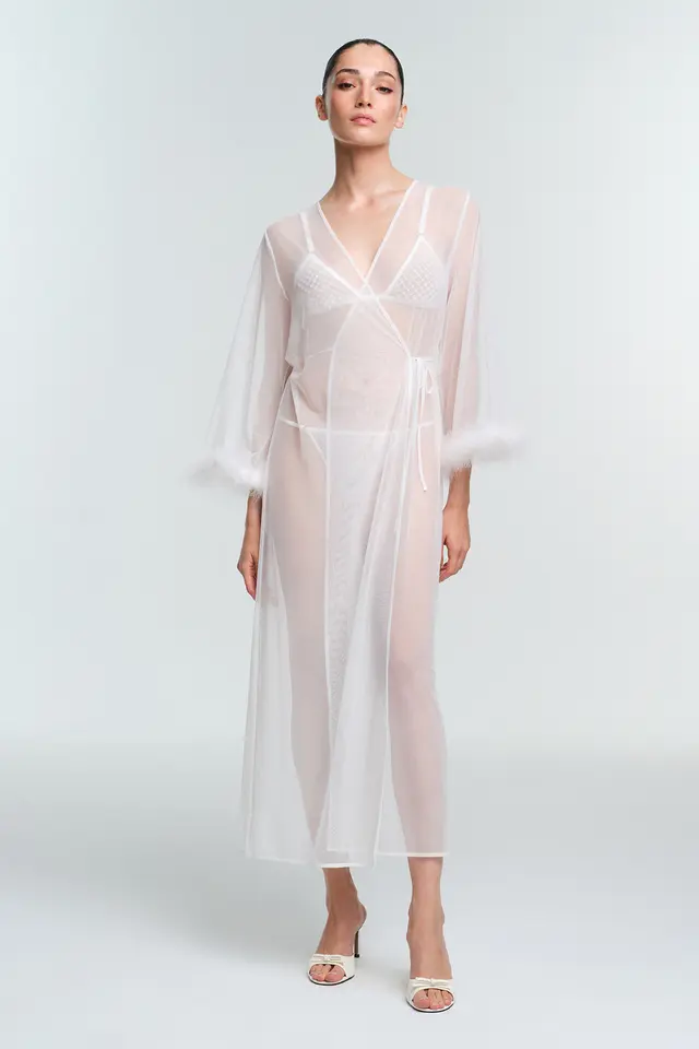 PENTI Kırık Pelia Belted Long Sleeve Robe