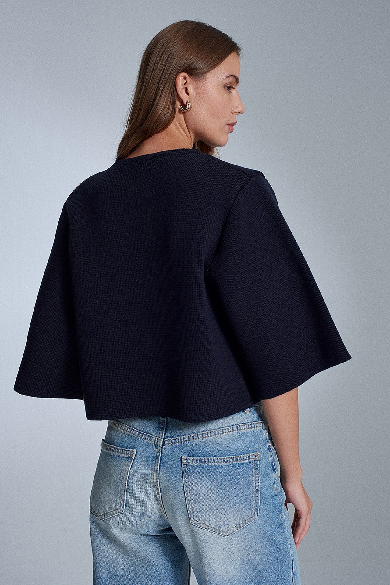 DILVIN Crop Jacquard Button Cardigan 3