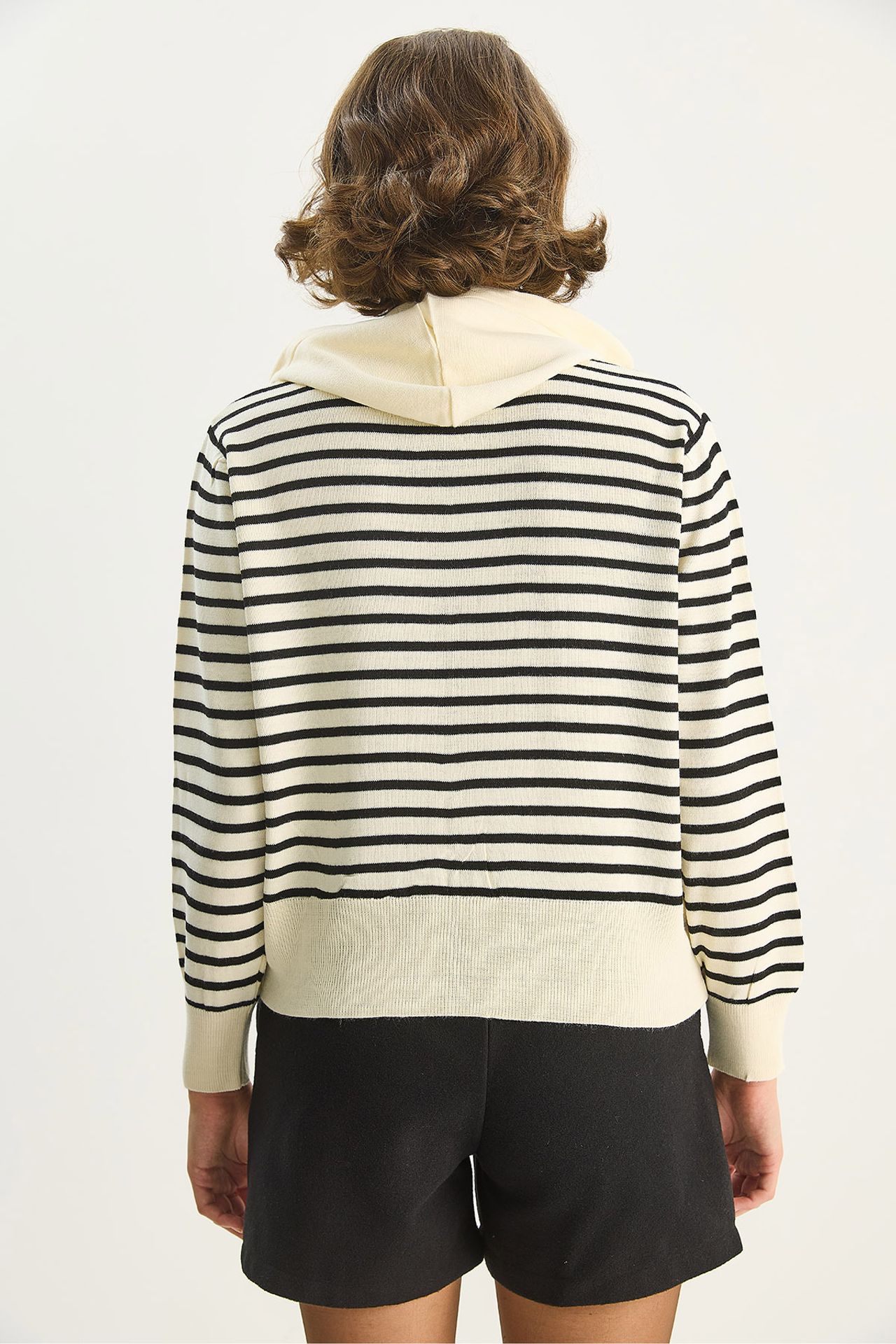 LUCCI Striped Hooded Zipper Cardigan 6