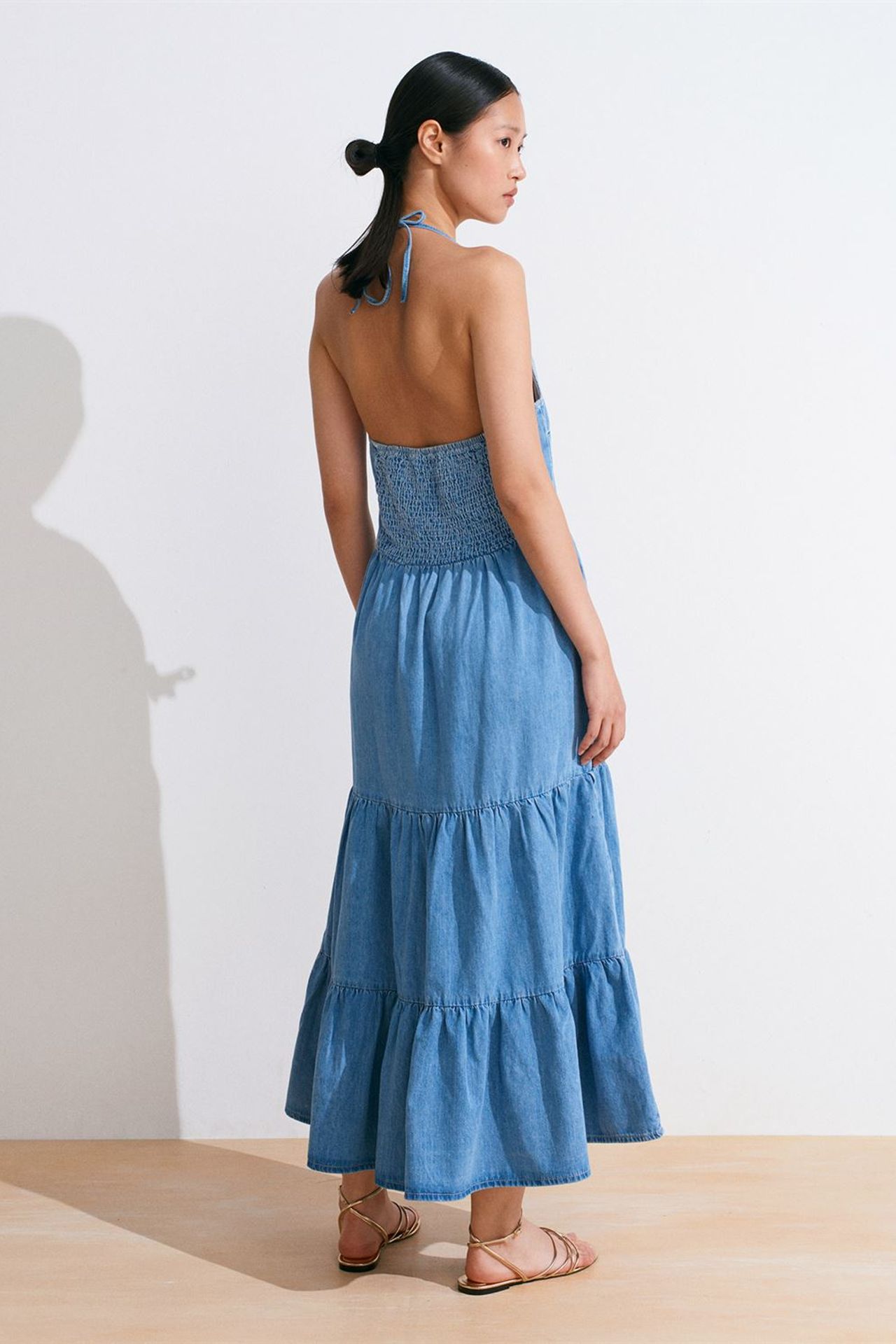 DILVIN Women's Cotton Denim Midi Dress 2