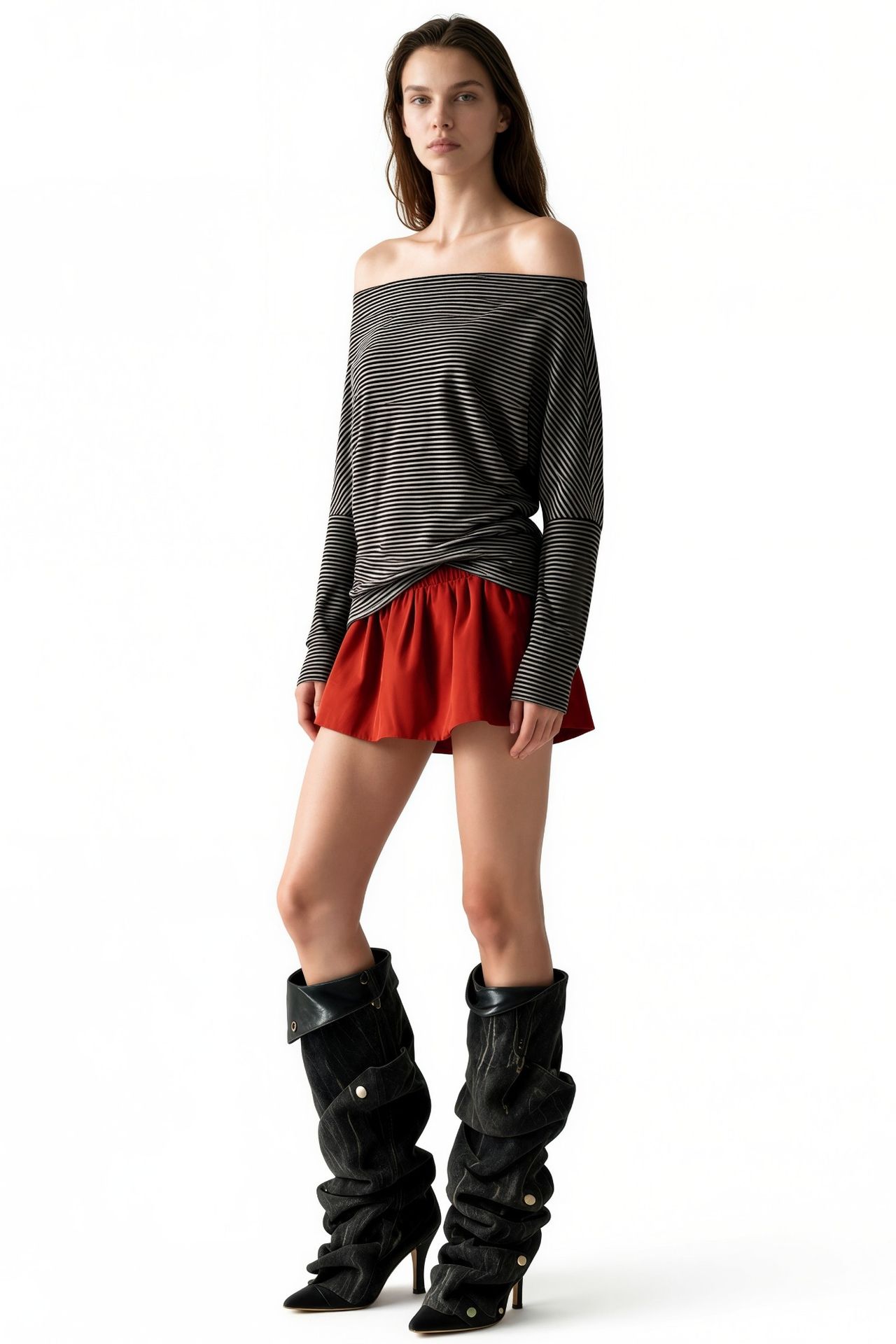BUSEM Striped Cowl Neck Long Sleeve Blouse 2