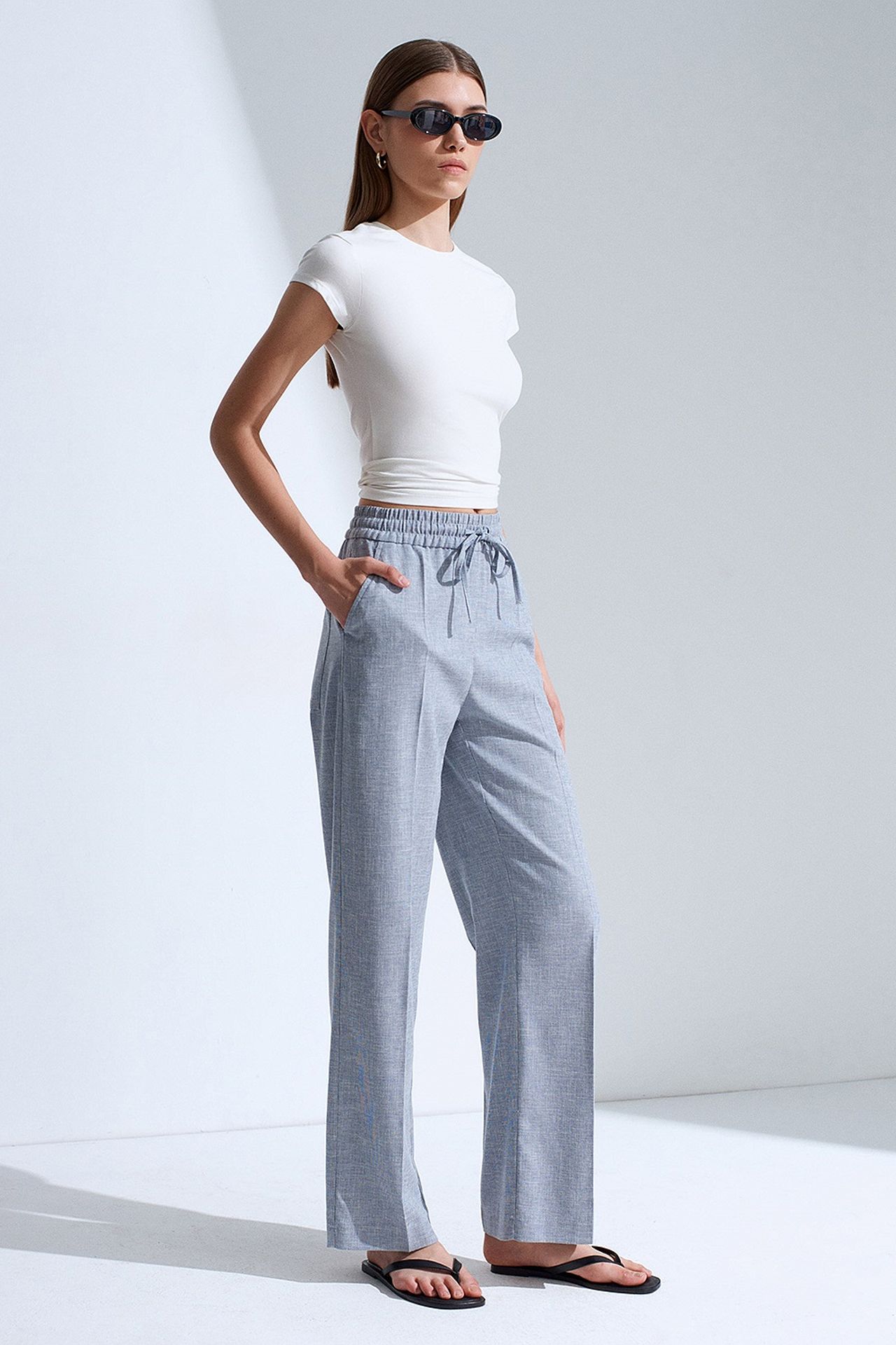 DILVIN Wide-Leg Poplin Lounge Trousers 2