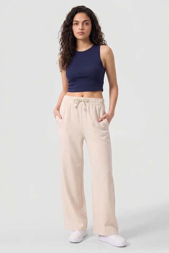 TOMMY Mid Waist Palazzo Pants with Drawstring
