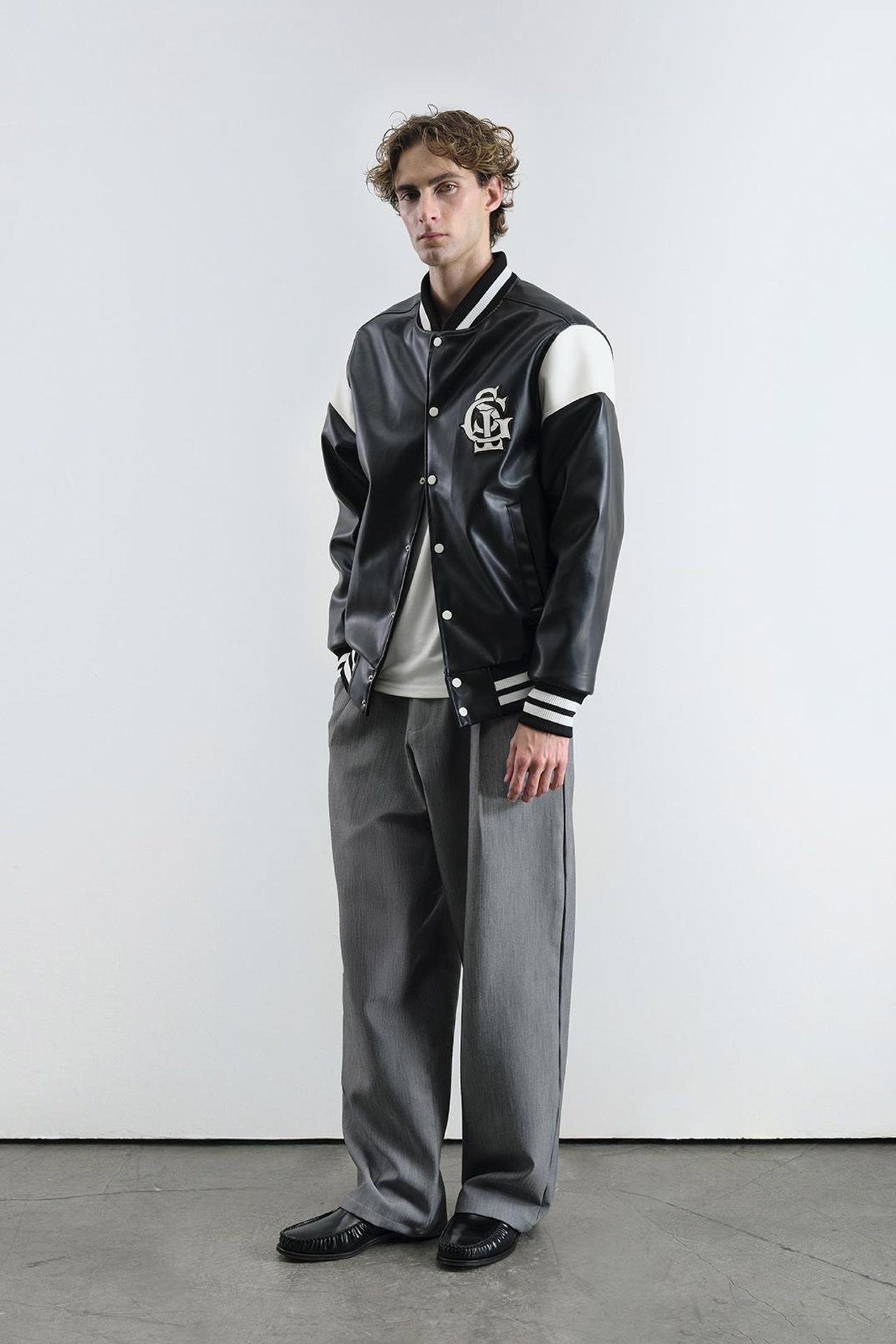 GIESTO Color Blocked Faux Leather Bomber Jacket 2