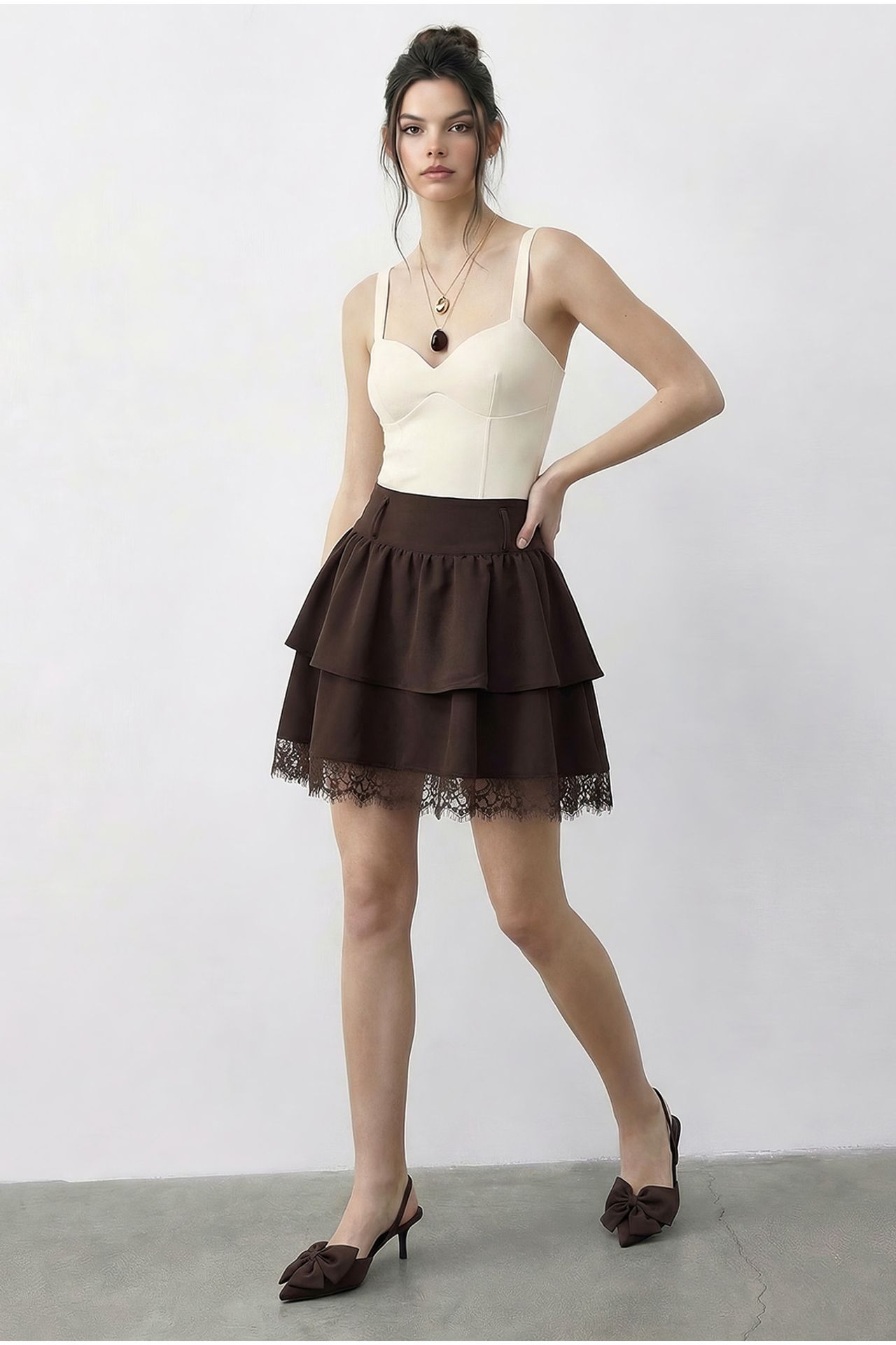 LUCCI Women’s High-waist Lace Mini Skirt 2