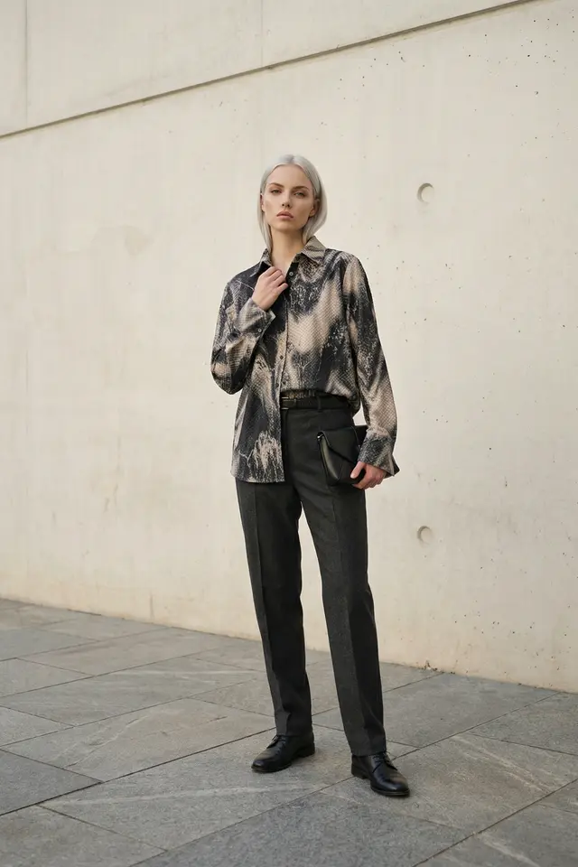 MY FASHION Women's Abstract Velvet Woven Shirt