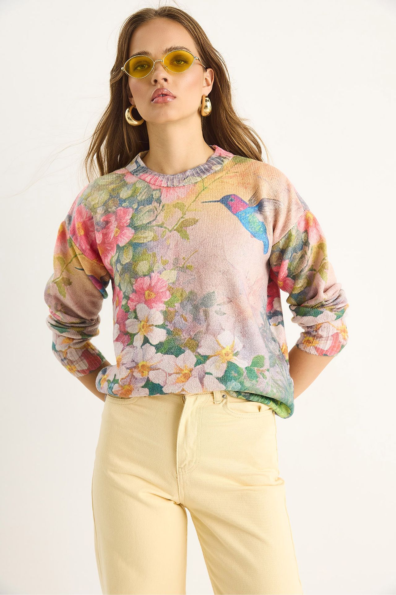 LUCCI Pattern Knit Sweater with Crew Neck 5