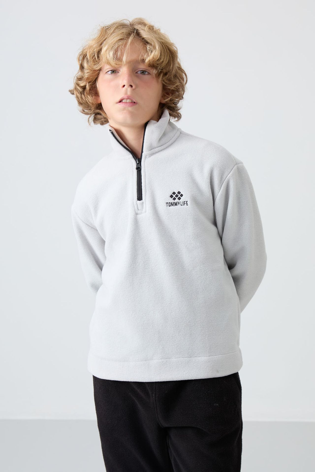 TOMMY Youth Half Zip Plush Sweatshirt 5