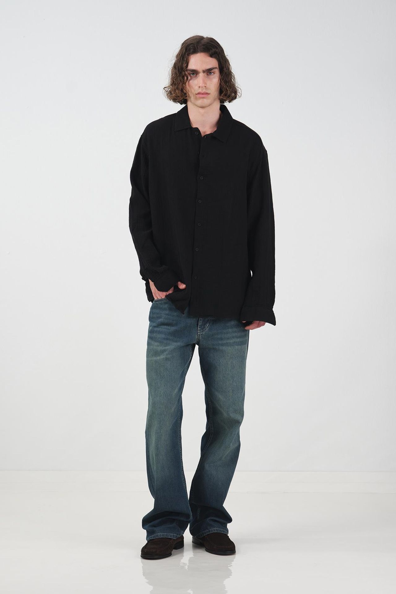 GIESTO Textured Long Sleeve Button Up Shirt 2