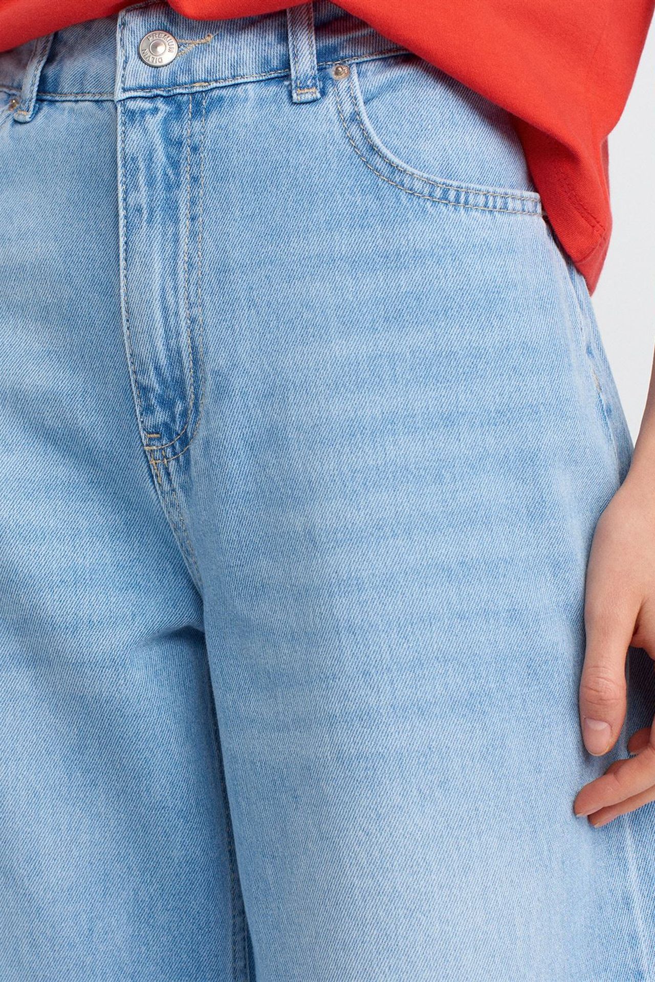 DILVIN Yüksek Bel Geniş Paça Pamuklu Jean 4