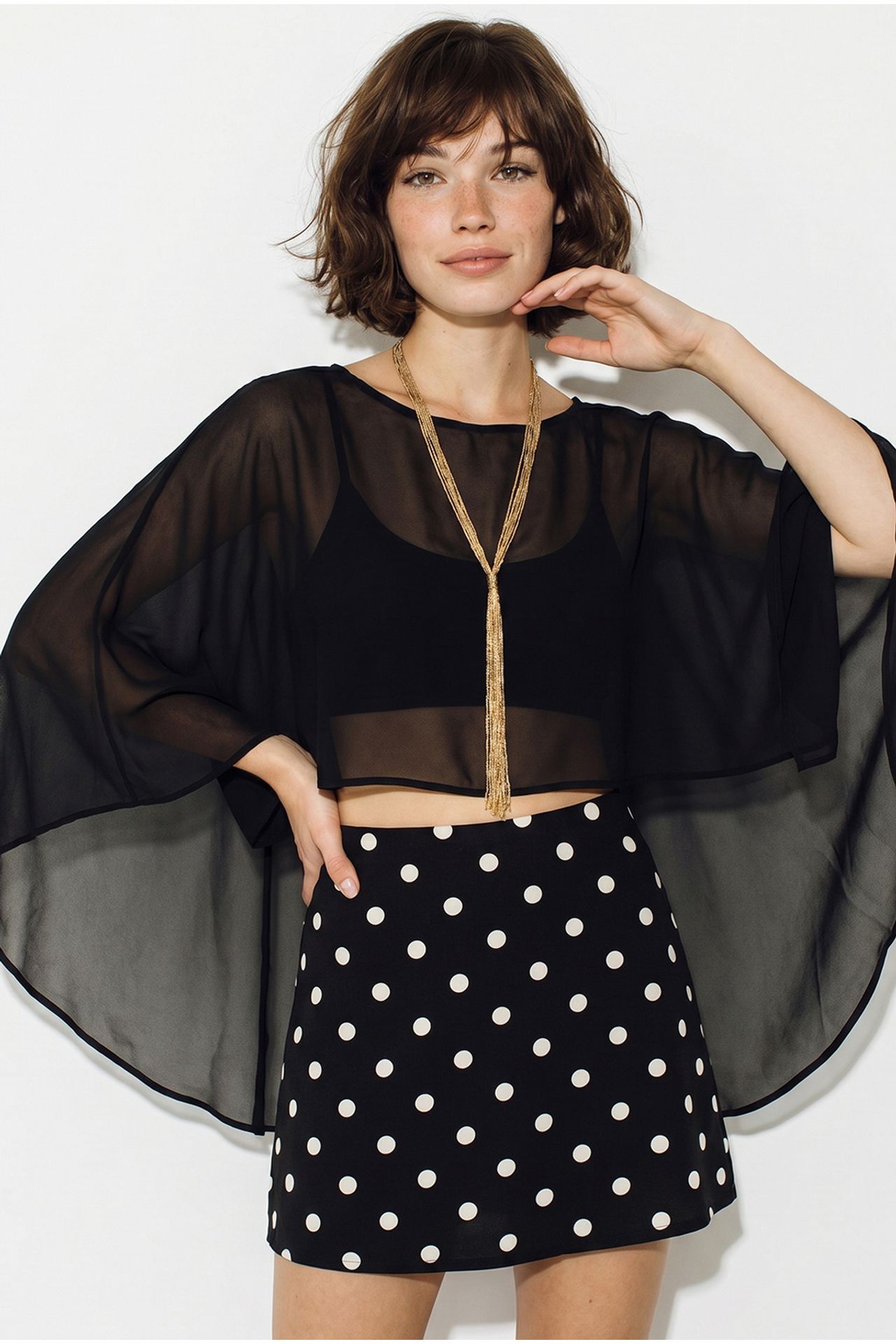 LUCCI Women's Boat Neck Crop Blouse 4
