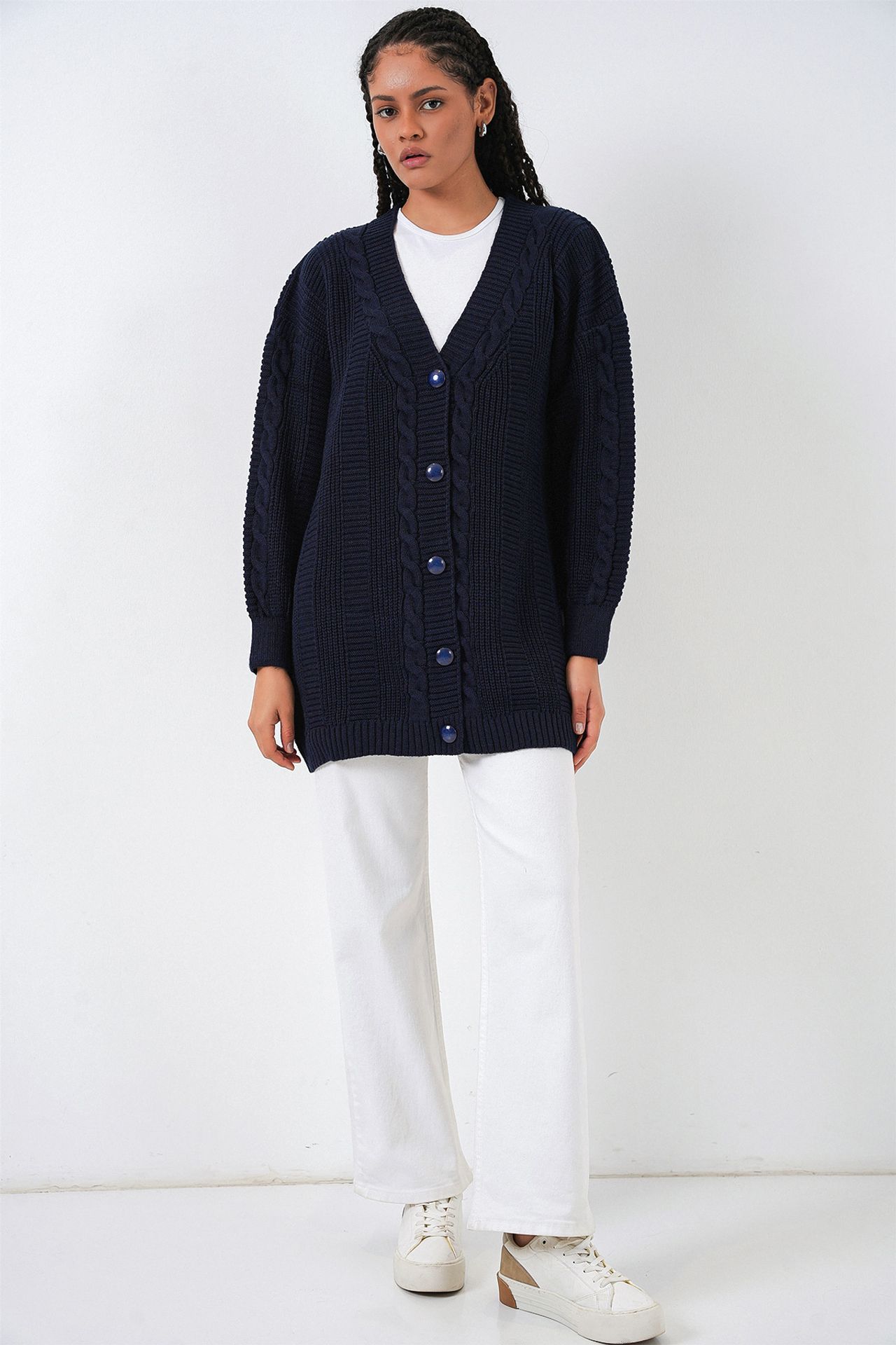 BDART Buttoned V-Neck Jacquard Cardigan 2