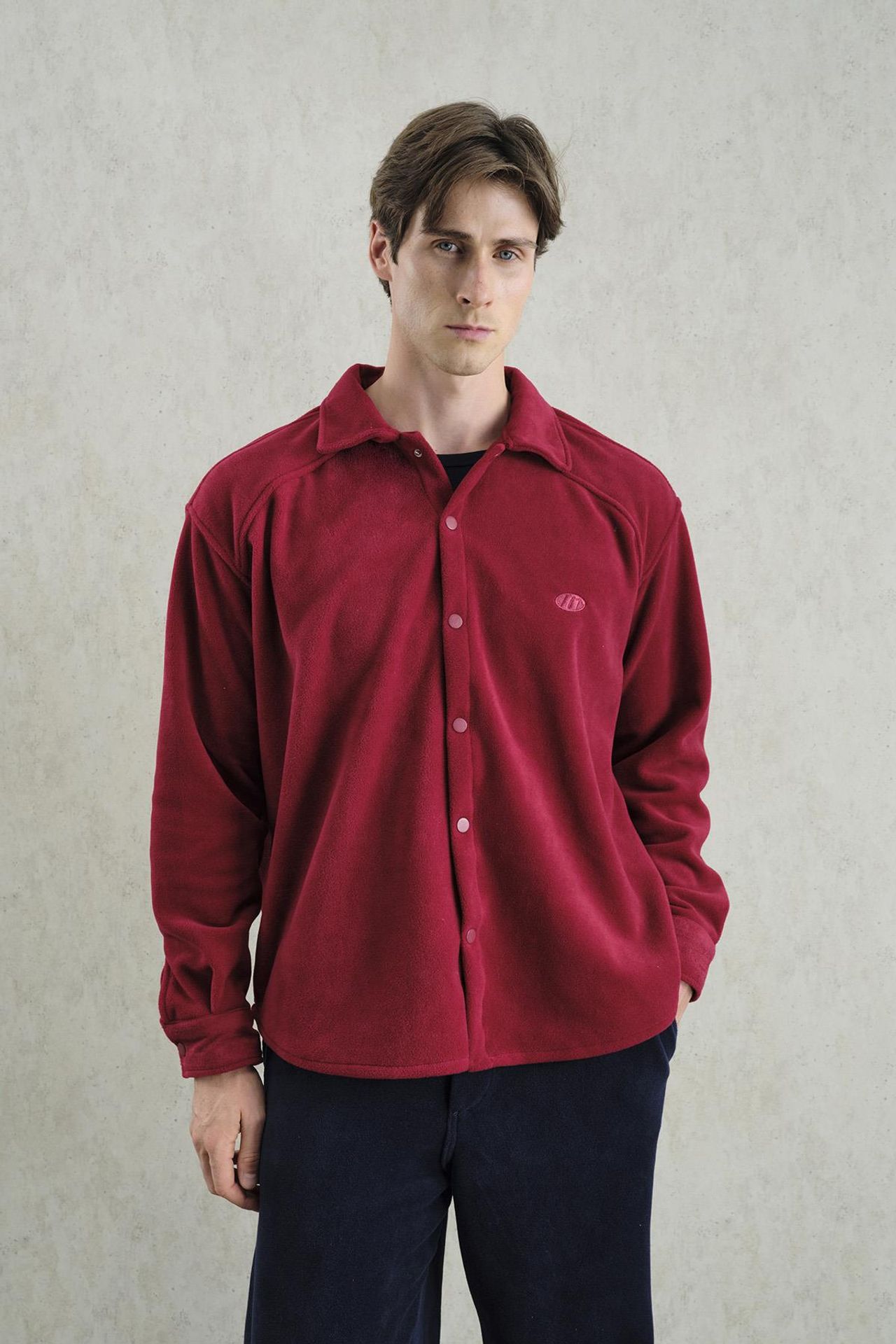 GIESTO Oversized Plush Shirt with Snap Closure 1